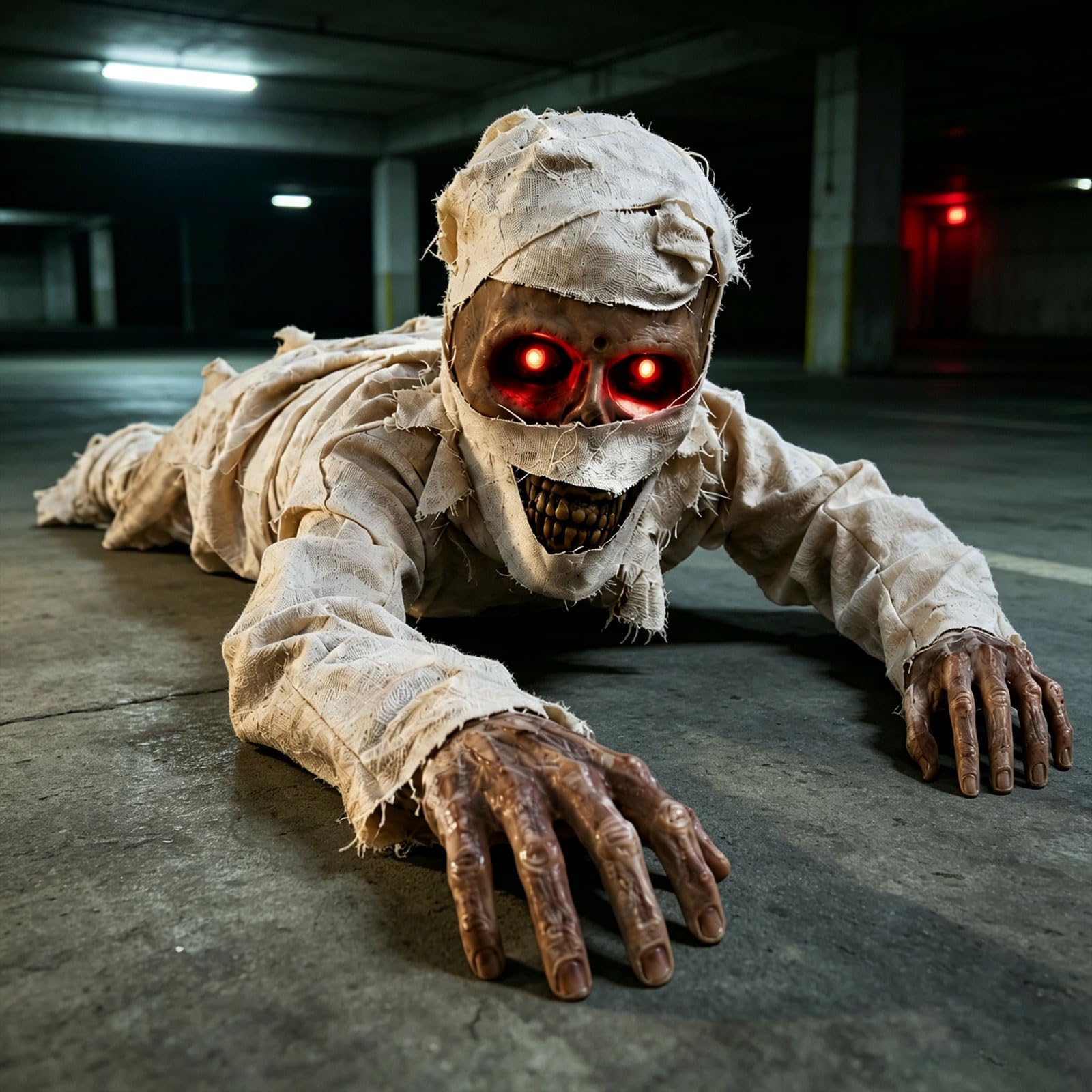 Kriechende Halloween Die Mumie,Halloween Deko Mumie Hat Leuchtend RoteAugen