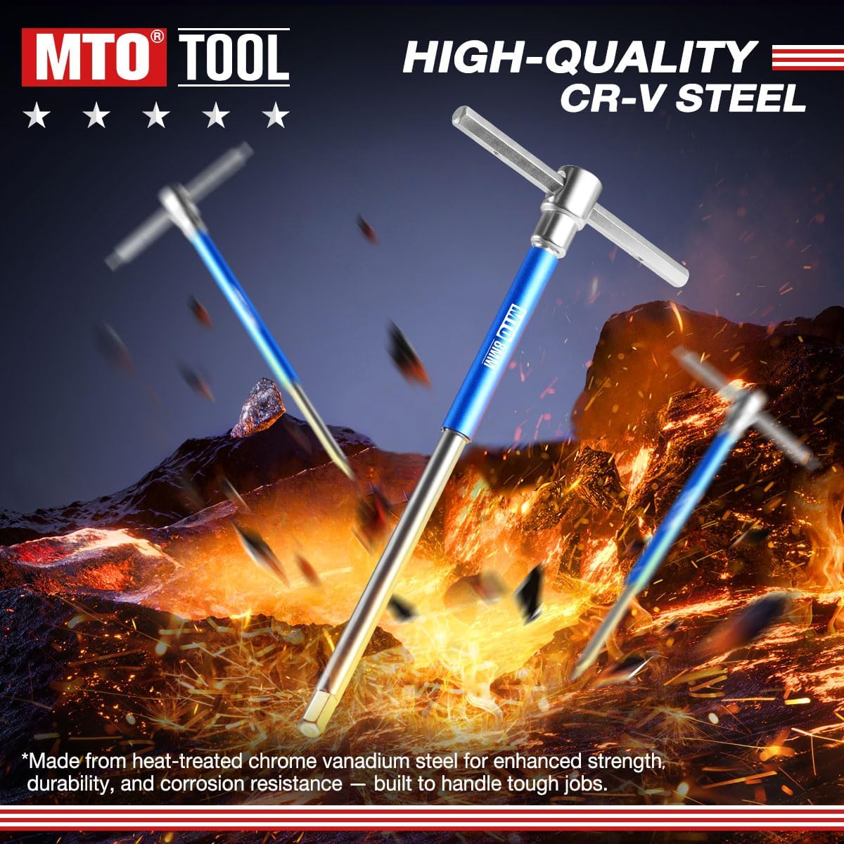 MTO Metric T-Handle Spinner Allen Key Wrench Set, 8-Piece 2-10mm, 3-Way Sliding Handle & Spinning Sleeve, CR-V Steel Hex Wrench with Storage Rack for Motorcycle, Car, DIY