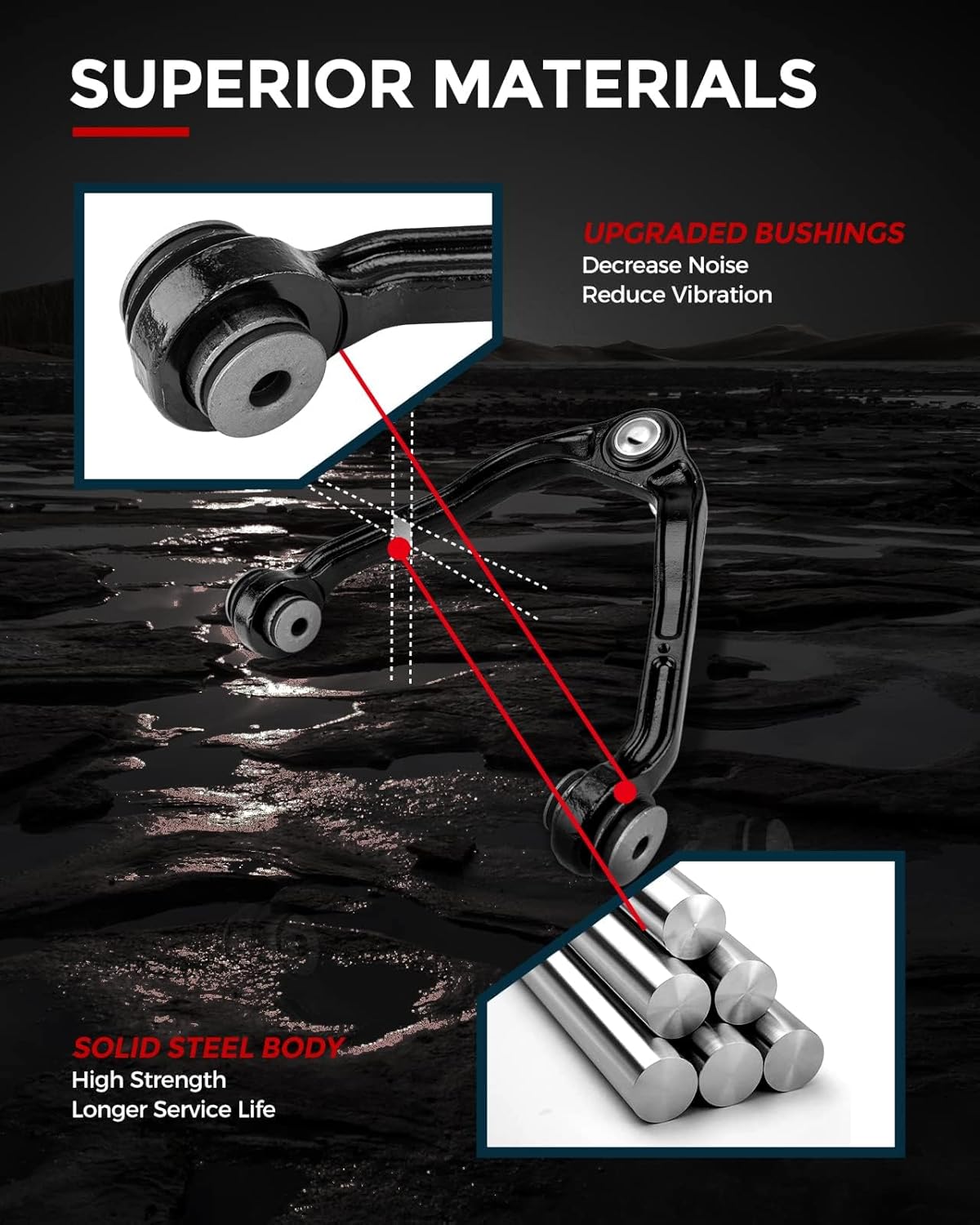 KAX Front Upper Control Arms CK80826 Replacement for 2002-2006 Chevy Silverado1500 Sierra1500, Tahoe, Suburban, Yukon, Avalanche, Left Right Side