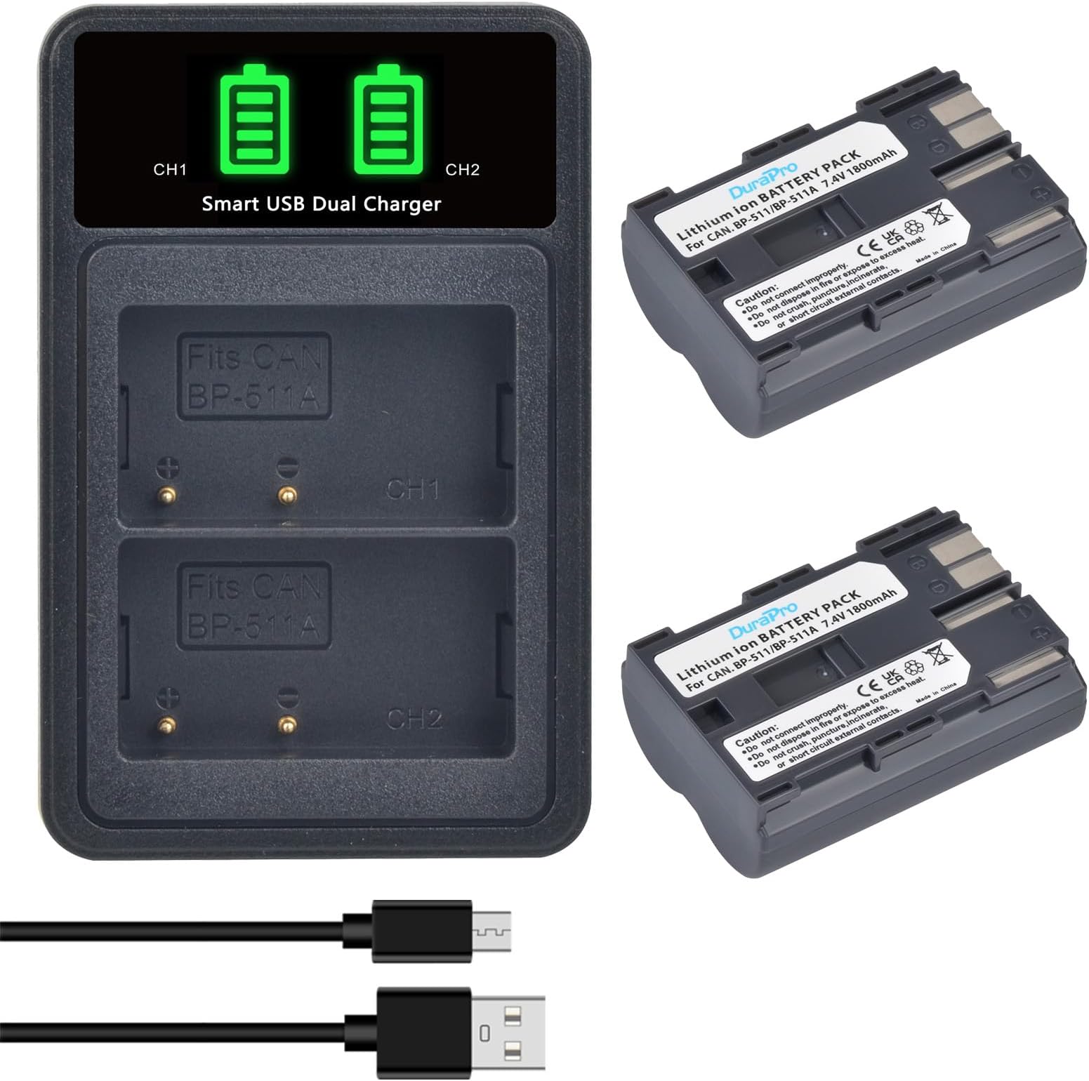 2X BP-511A BP-511 BP 511 BP511 BP511A Battery + LCD Dual USB Charger for Canon EOS 5D 10D 20D 20Da 30D 40D 50D 300D PowerShot G1 G2 G3 G5 G6 Pro 1 Pro 90 Pro 90IS Cameras