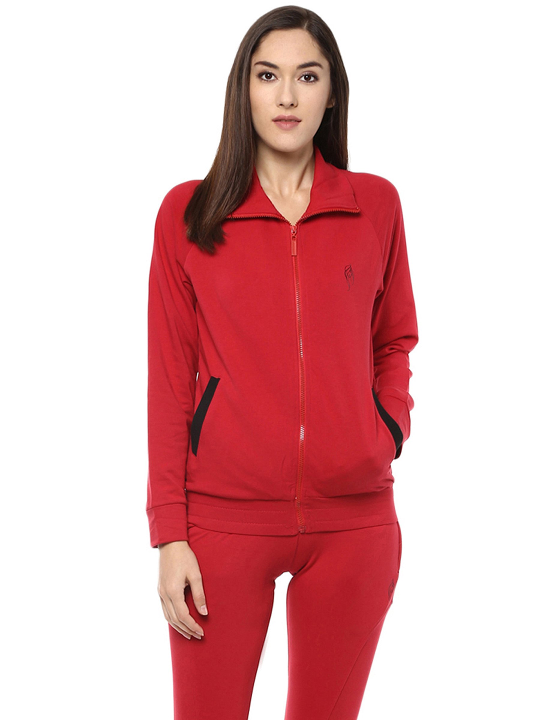 Solid Radish Maroon Track Jacket.-image-7