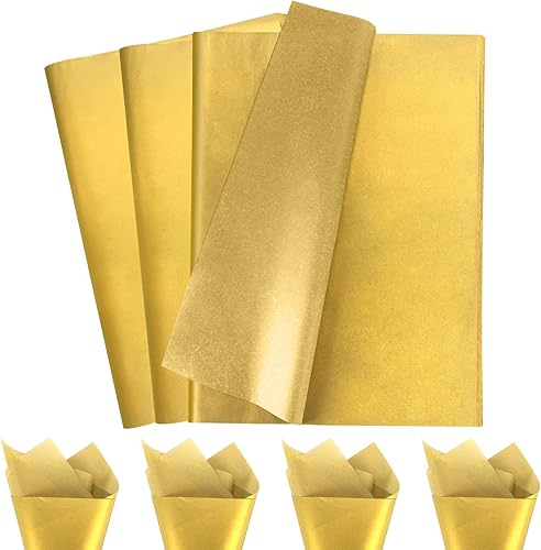Miniatura 9 de Shindel 86 hojas de papel de seda metálico dorado, papel de seda dorado para bolsas de regalo, embalaje de manualidades
