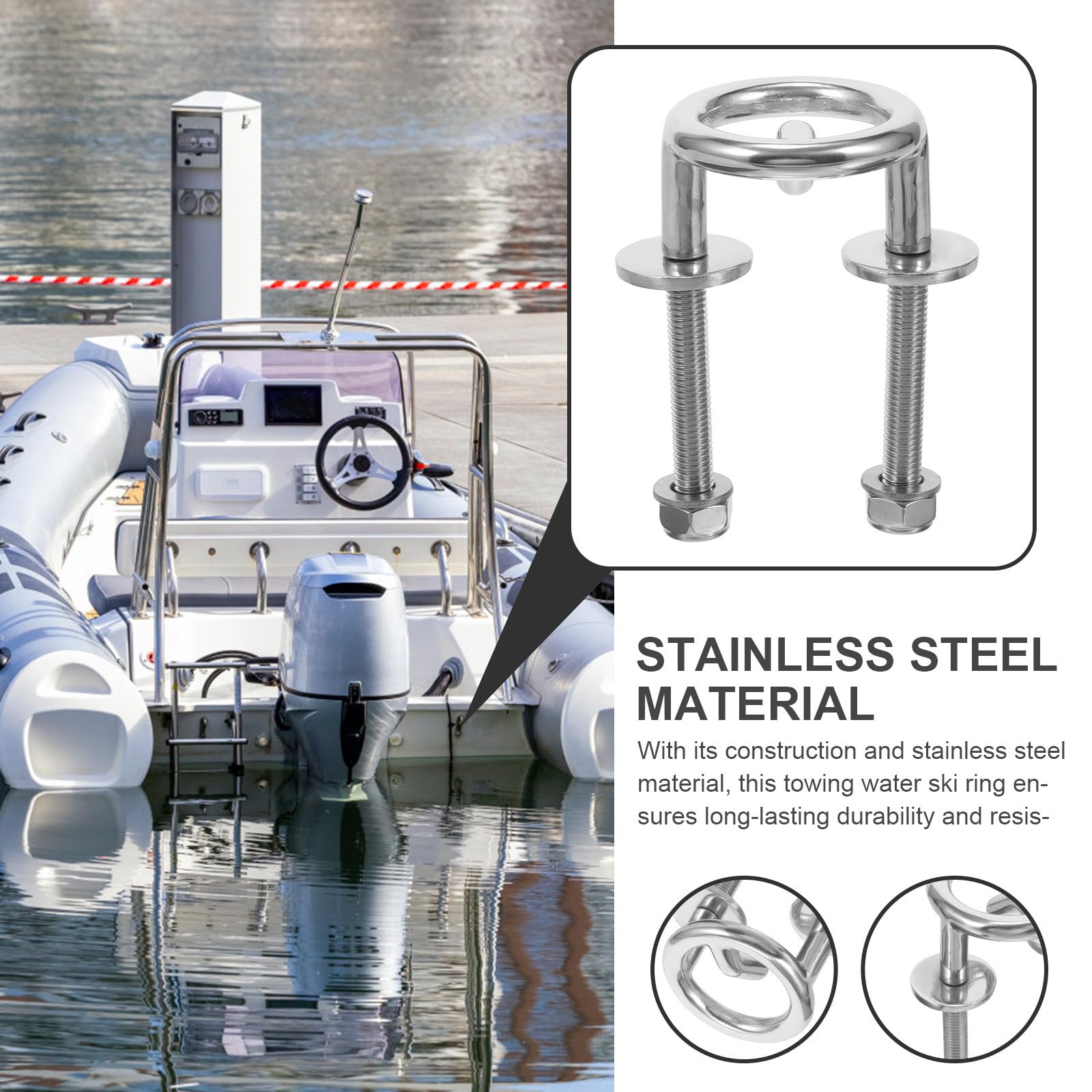 FRCOLOR Bootsschlepp Schlepphaken aus Edelstahl mit Korrosions und Rostbeständigem Bootszubehör für Wasserski Zugboot und Yacht zum Wasserskifahren