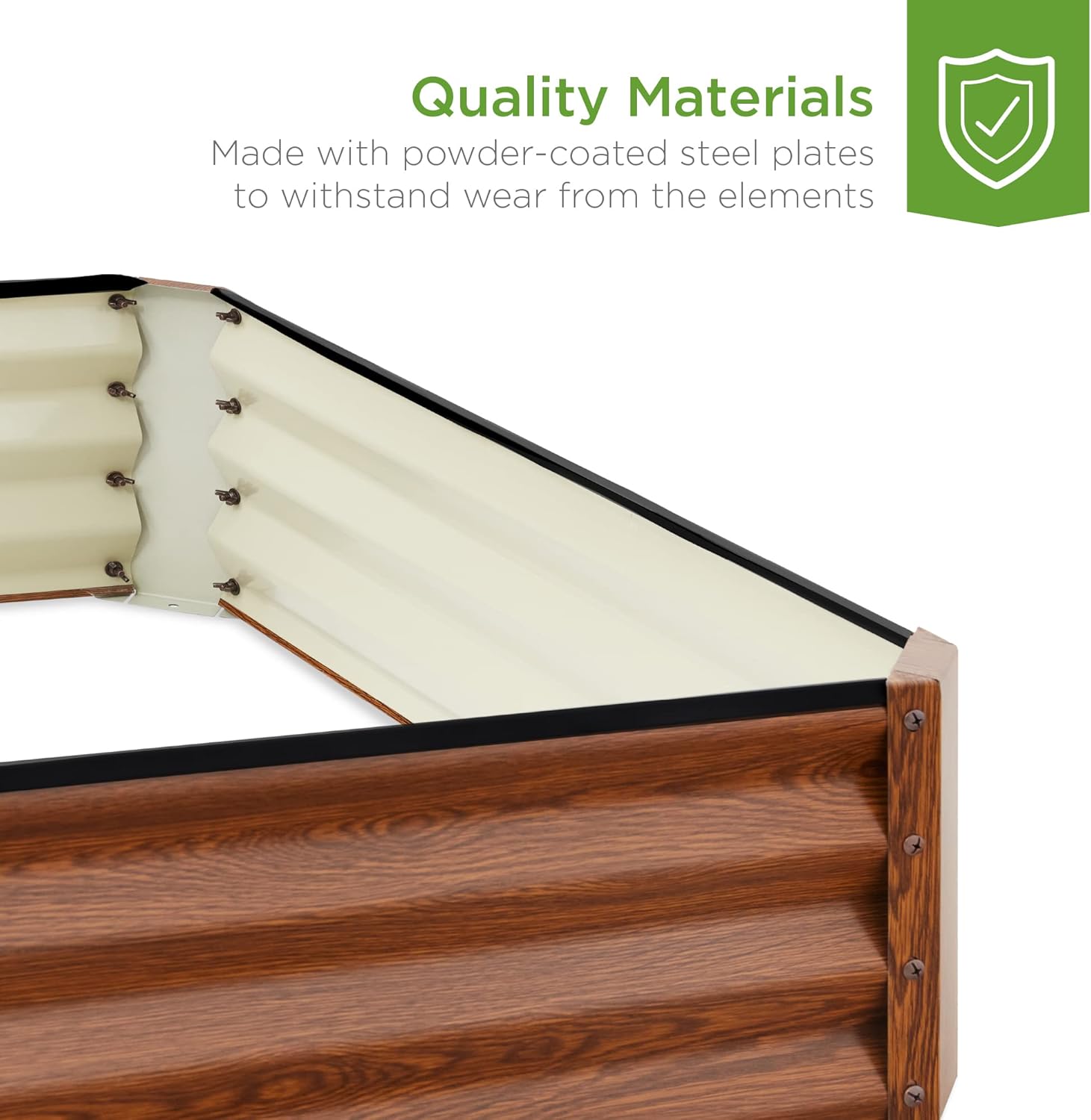 Best Choice Products 6x3x1ft Outdoor Metal Raised Garden Bed Box Vegetable Planter for Vegetables, Flowers, Herbs, and Succulents - Wood Grain