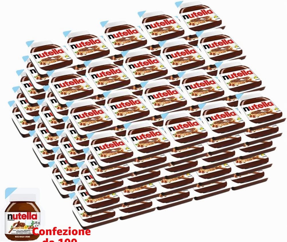 FERRERO - Monodose, set da 100 unità da 15 g, crema alla nocciola e crema spalmabile al cioccolato - Pack Promoo