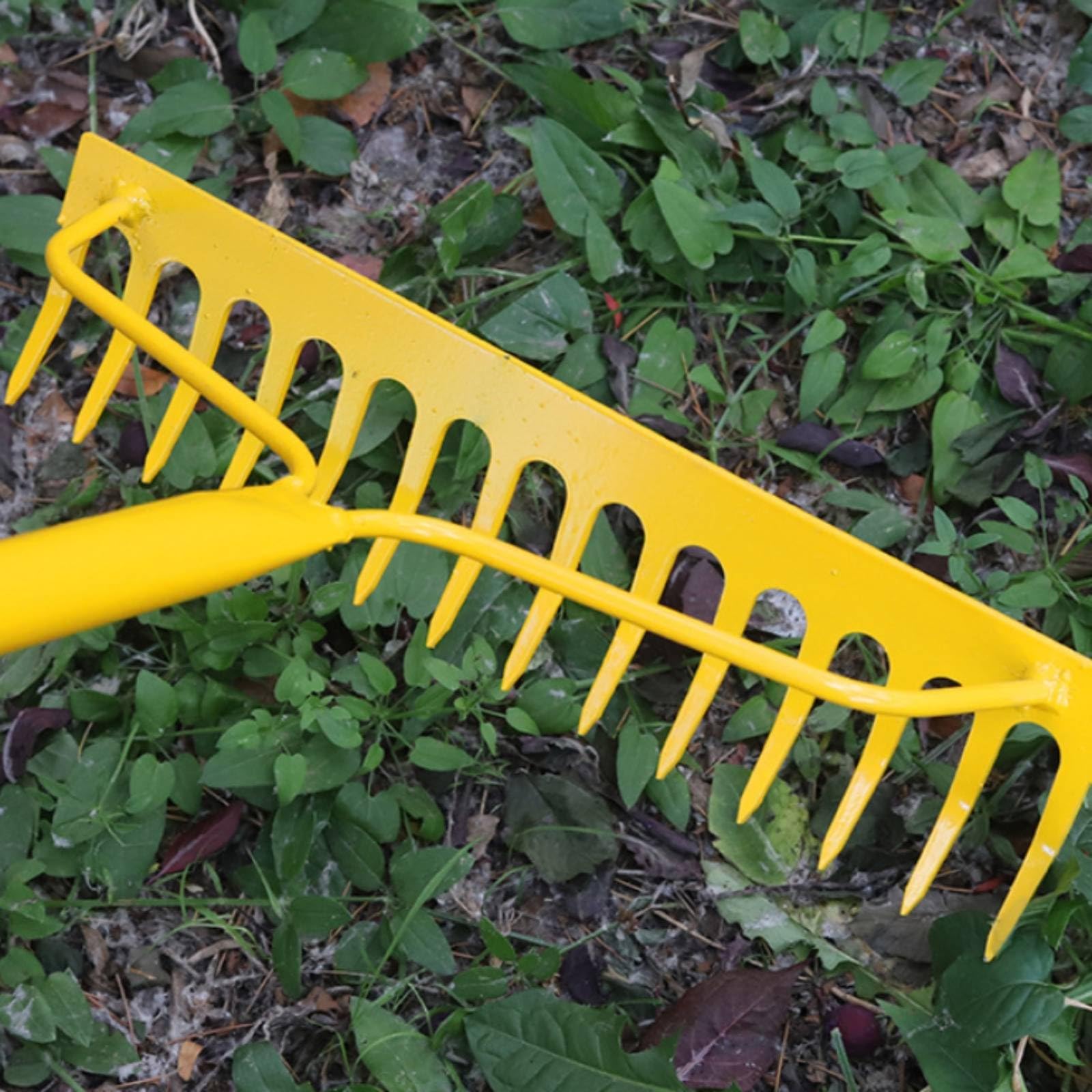 perfeclan Rastrillo Agrícola Rastrillo de Jardín Rastrillo Metálico Escoba de Hojas con Cuerpo de Tubo de Acero y Acabado Pintado 14 Dientes para Cobertura