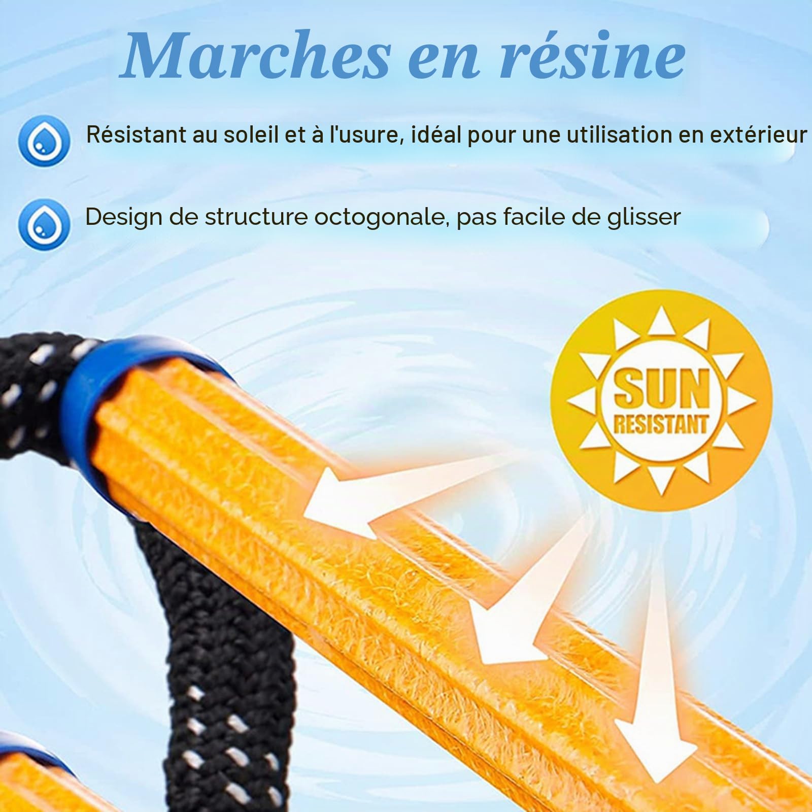 Échelle de corde pour bateau - Pliable et amovible - 4 marches - Échelle de corde marine - Rallonge de bain