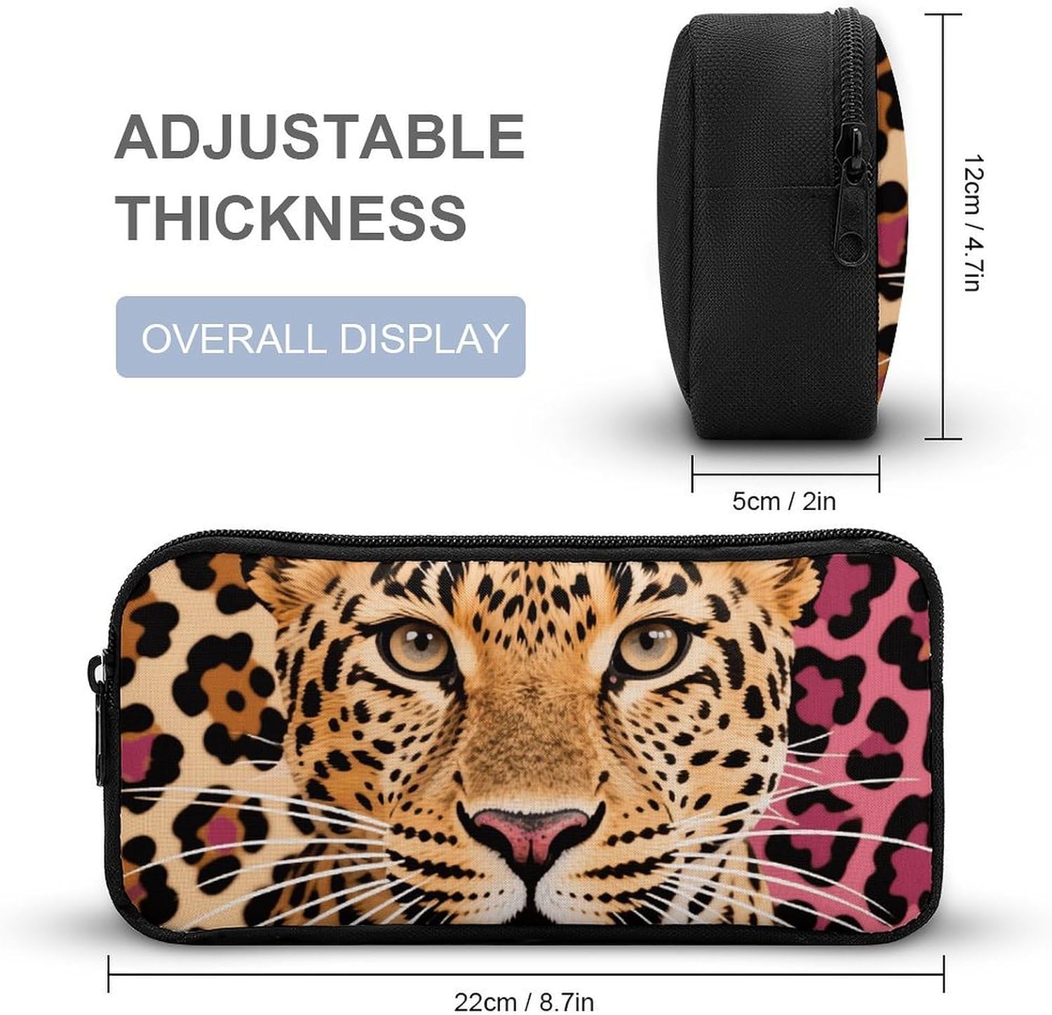 Pop Leopard Print Pencil Pouch Soft Large Capacity Pencil Case image 2