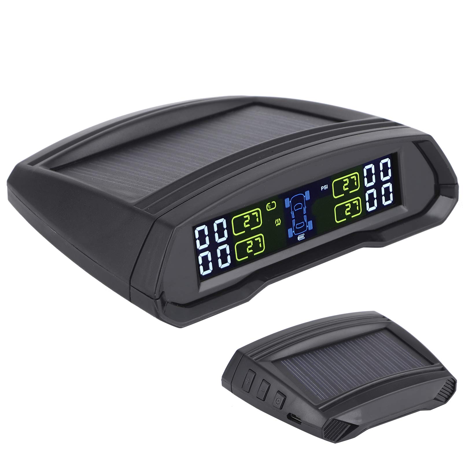 Detector de presión de neumáticos con carga de panel solar y USB ligero fácil de instalar, con sensor inalámbrico de presión de neumáticos de 4 sensores, para camiones