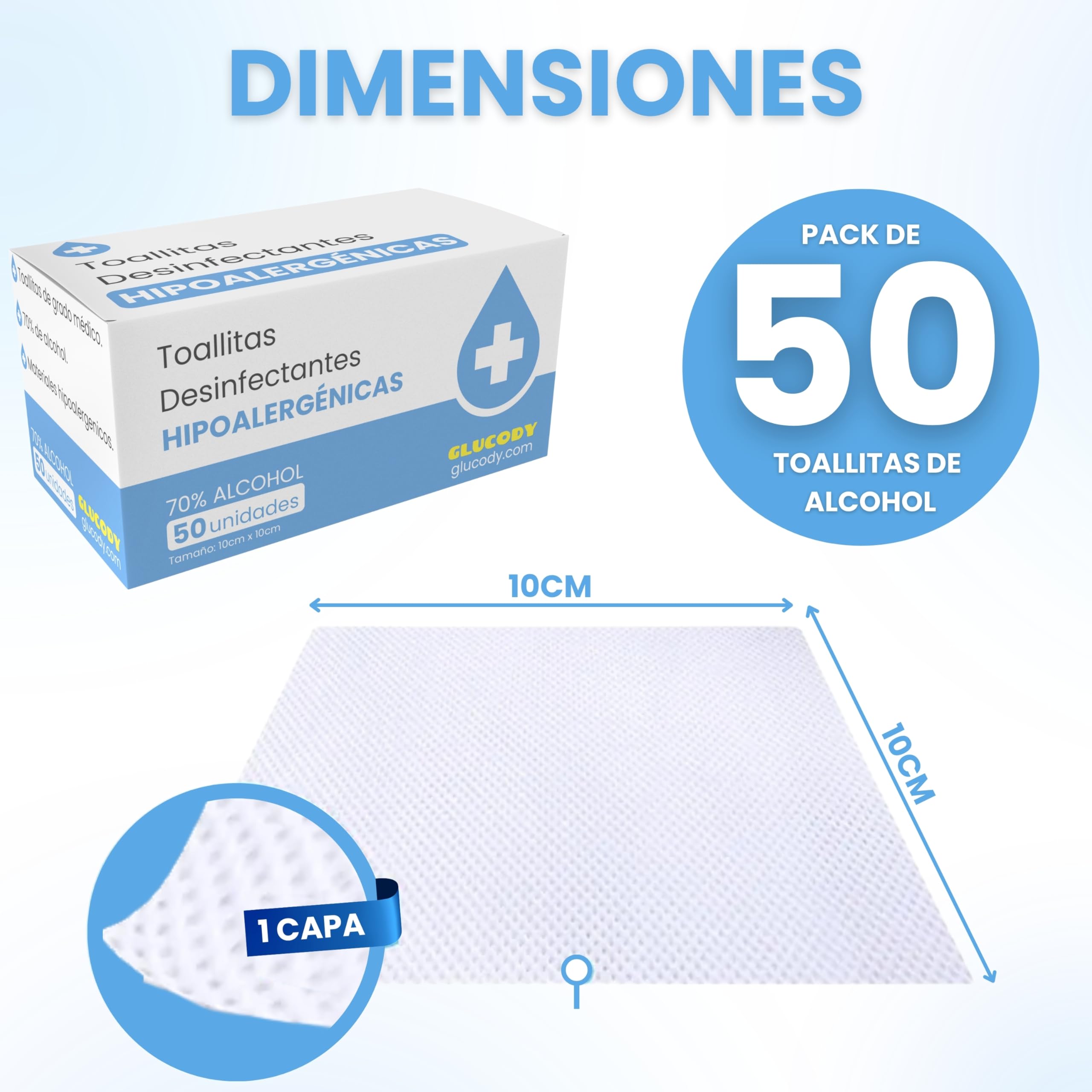 50pc Salviette disinfettanti con alcol al 70%/salviettine sterili in formato monodose/scatola con 50 salviettine in formato monodose/alcool isopropilico