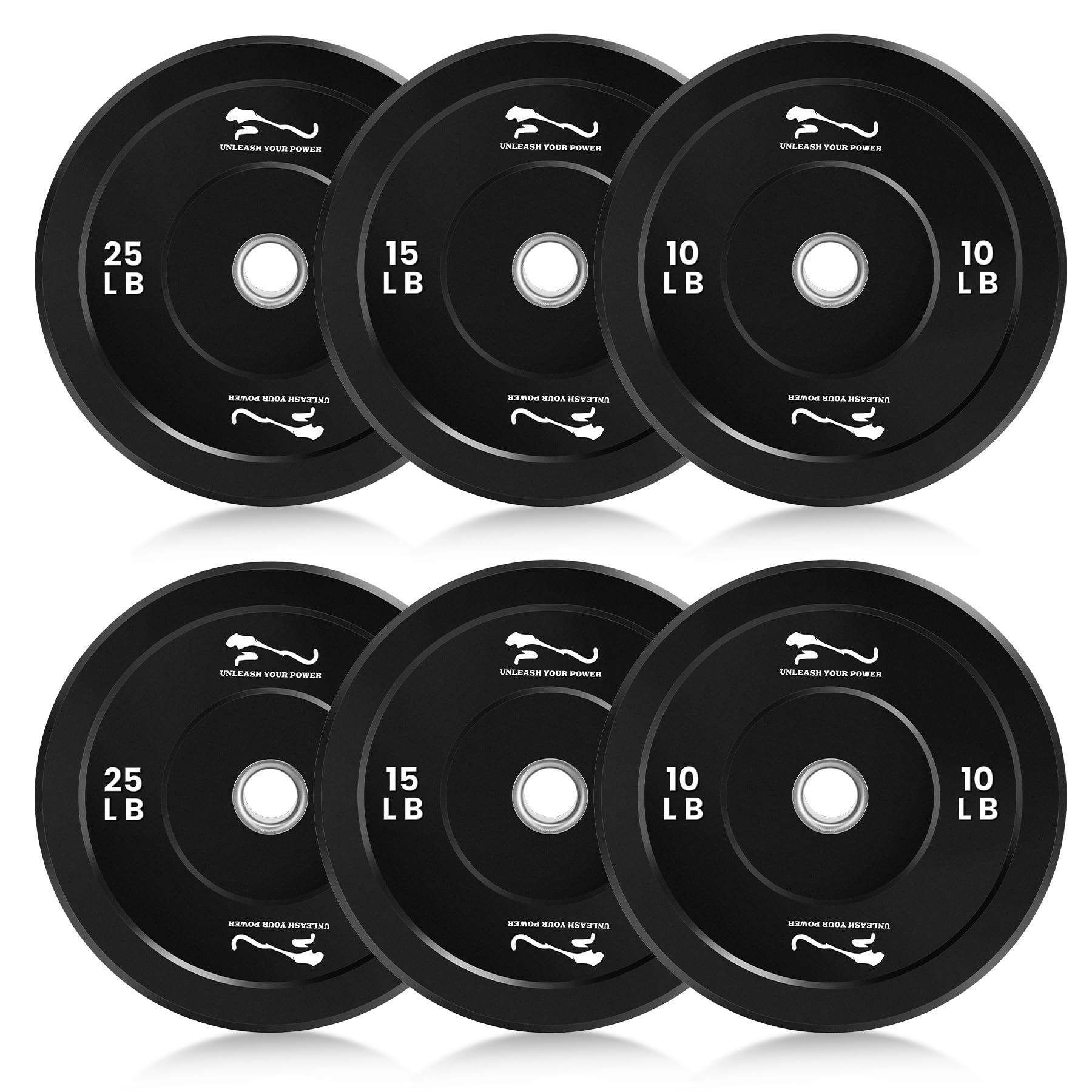 Standard Weight Plates Set 100LB, Rubber Bumper Plates for Home Gym Strength Training, with 2-Inch Universal Fit Steel Insert for Barbell