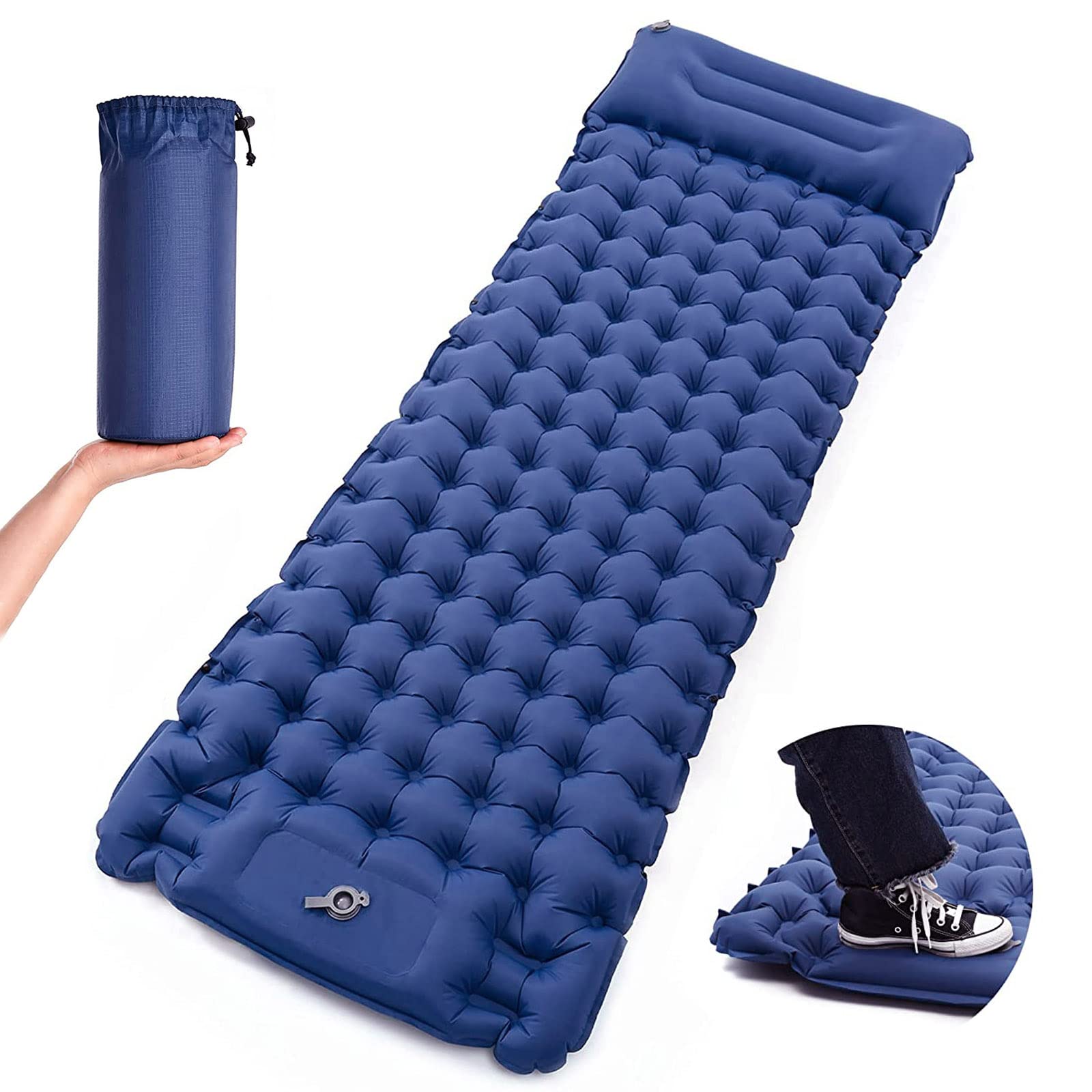 Prosight Extra Thickness 3.9'' Sleeping Pad with Pillow Ultralight Inflatable Sleeping Pad for Camping, Built-in Pump, 78.7''X27.6'' Sleeping Mat with Carry Bag, Ultralight & Compact Mattress