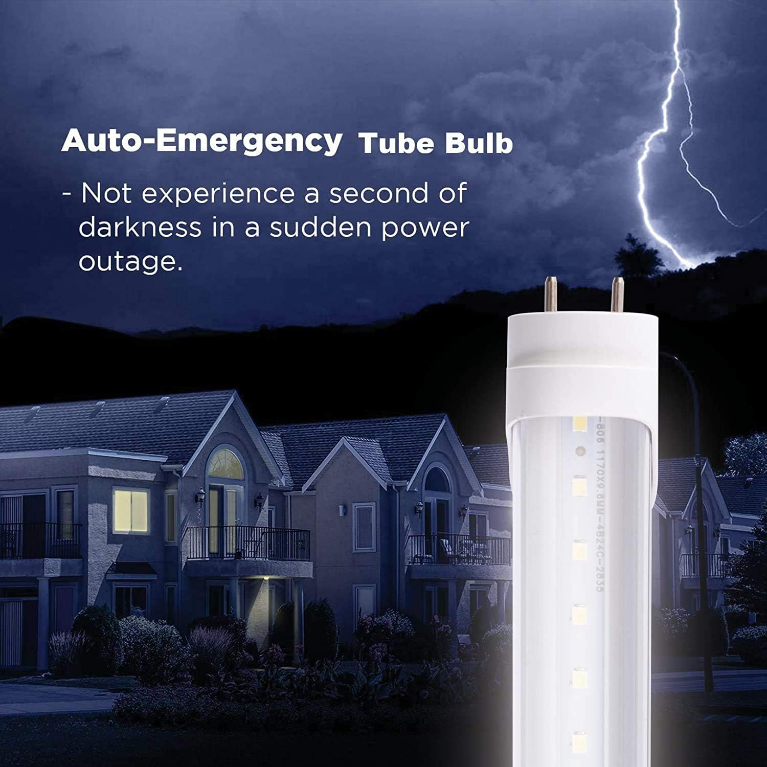 15 Pack T8 LED Emergency Tube Light, 4 Foot 20W AC100-277V White Daylight G13 Base 4ft Emergency Lamp for Home Power Failure Ballast Bypass Fluorescent Tube Light Replacement(Clear Cover, 15 Pack)