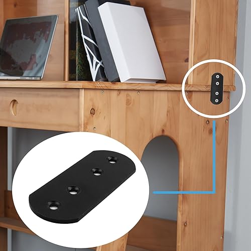 Miniatura 6 de T Tulead Soportes planos de metal rectos de 4 agujeros negros de 3.7 x 1.5 pulgadas, 6 unidades con tornillos de montaje