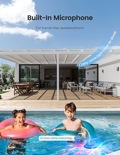 Miniatura 5 de Altavoz flotante para piscina con luces LED coloridas, altavoces Bluetooth IPX7 impermeables para bañera de hidromasaje, sonido estéreo de 10 W,