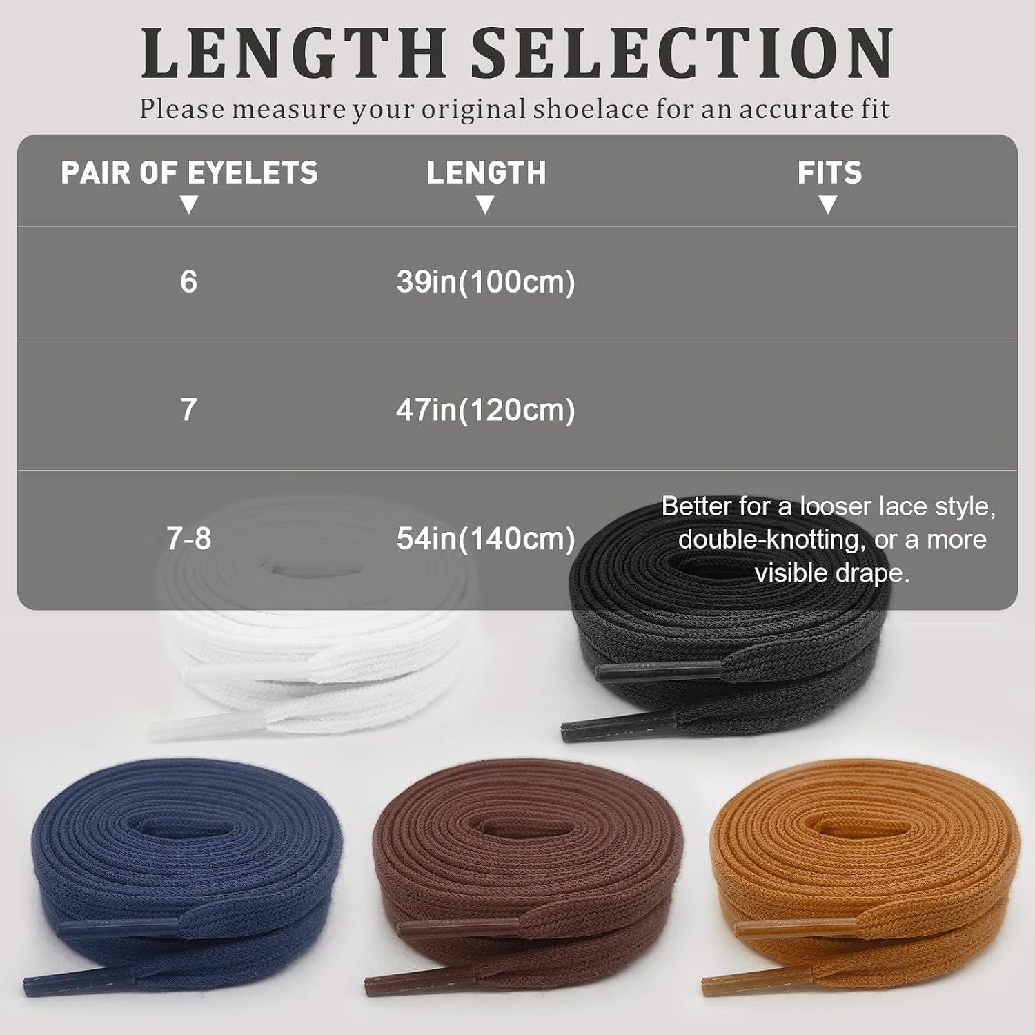 Poly Cotton Shoelaces for ECCO Soft 7/Street Lite Sneakers, 5/16"(8mm) Flat Athletic Shoe Laces Replacement Strings