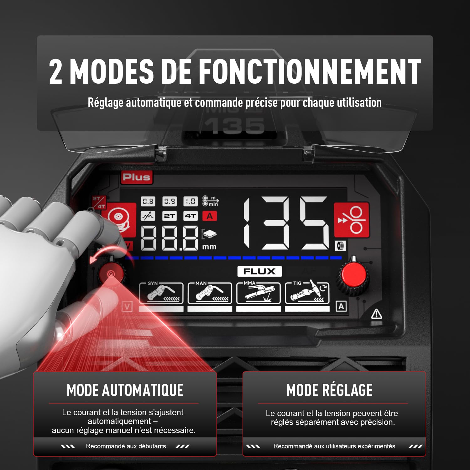 ANDELI 135A 4-in-1 Saldatore - MIG senza gas con filo animato & PULSO 230V