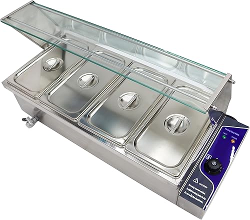 Miniatura 7 de INTBUYING Calentador de alimentos para bufé de 4 ollas de acero inoxidable 110V1500W