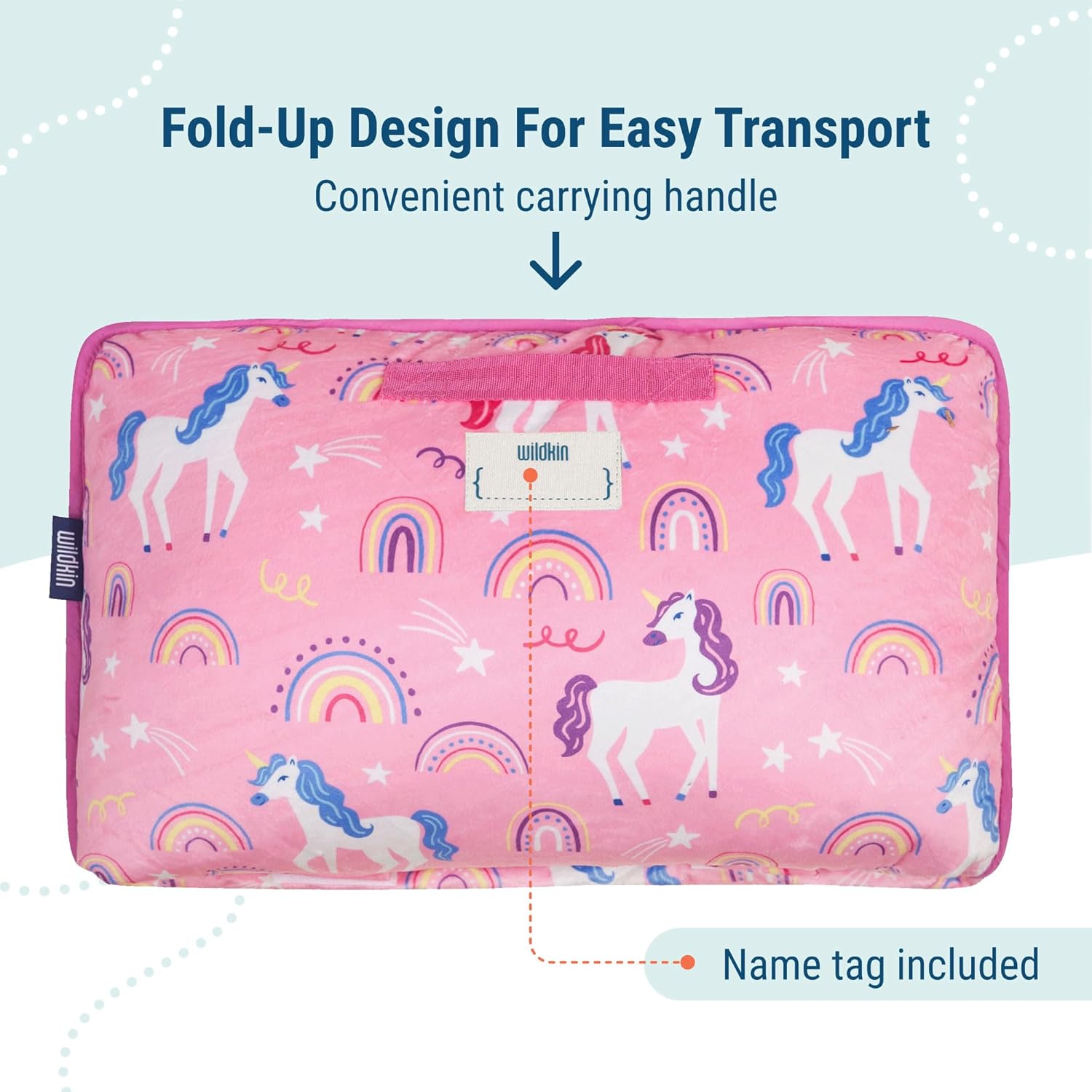 Wildkin Kids Velour Nap Mat – Soft, Cozy, Convenient for Daycare & Preschool – Rainbow Unicorns