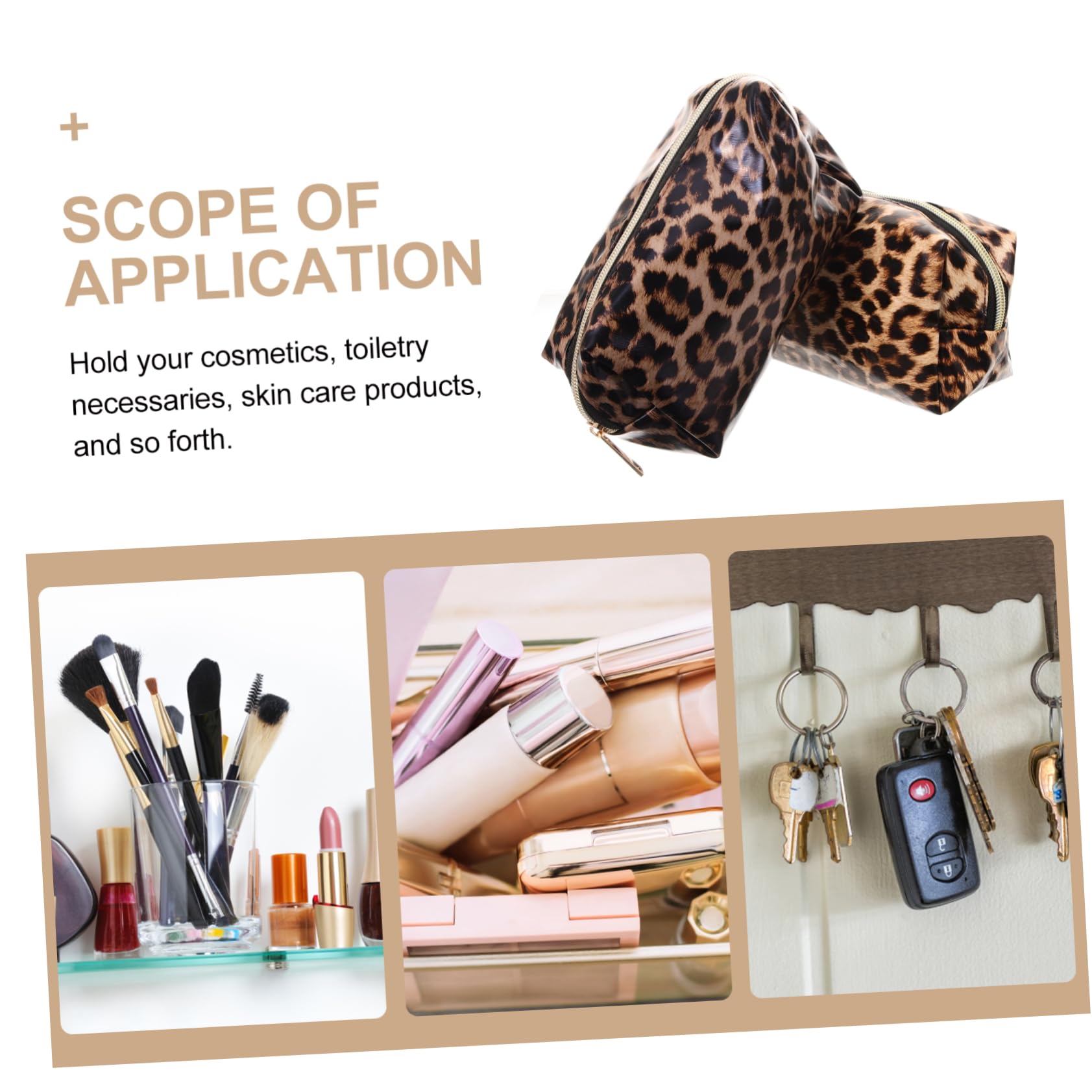 Healeved 6piezas Bolsa De Maquillaje Grande Leopard Pouch Neceser Cosmético Portátil De Capacidad para Cosméticos y Artículos De Aseo Diseño De Negro