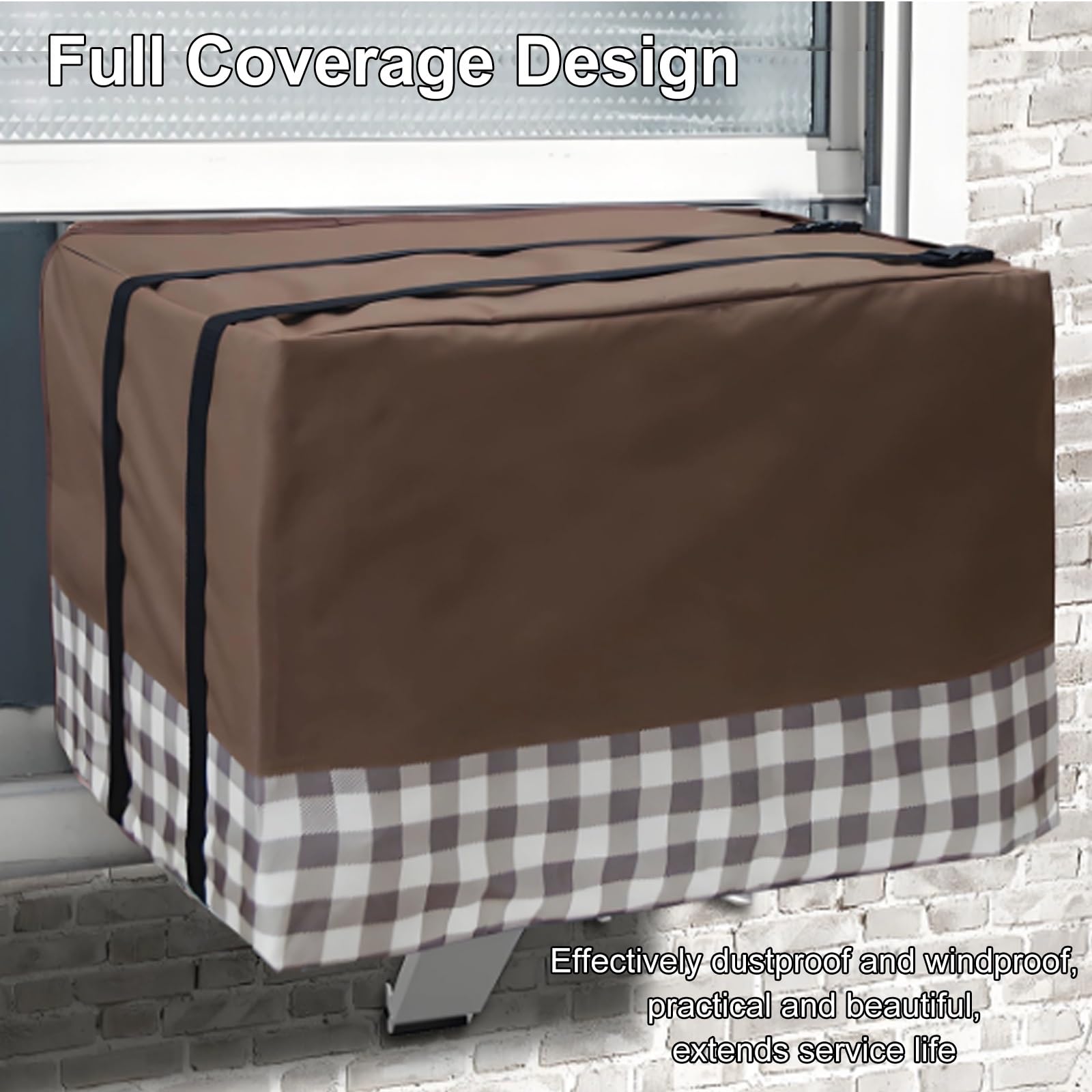 Copertura Condizionatore Esterno per l'Inverno, Copri Condizionatori in Tessuto Oxford 600D con Fibbia in Plastica, Copertura Completa per Unità Finestra(65x53x46cm/26x21x18in)