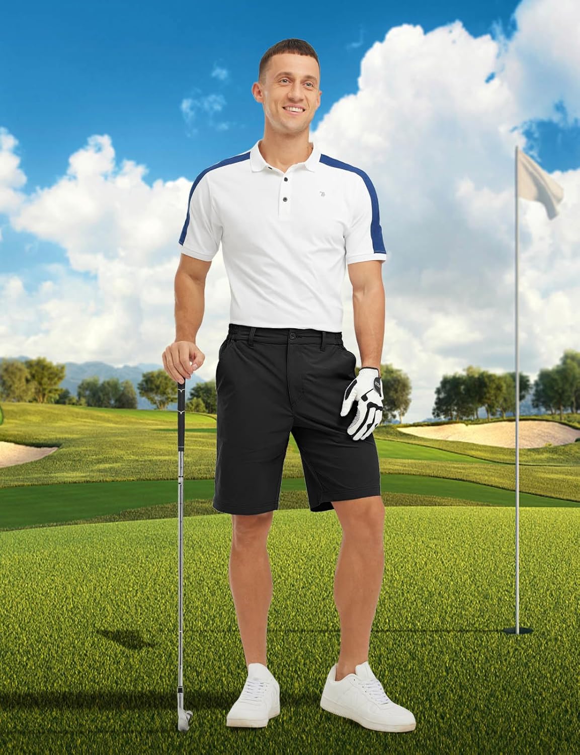 TBMPOY Men's 9" Golf Shorts Casual Stretch Elastic Waist Quick Dry Dress Flat Front Travel Shorts 5 Pockets - Image 3