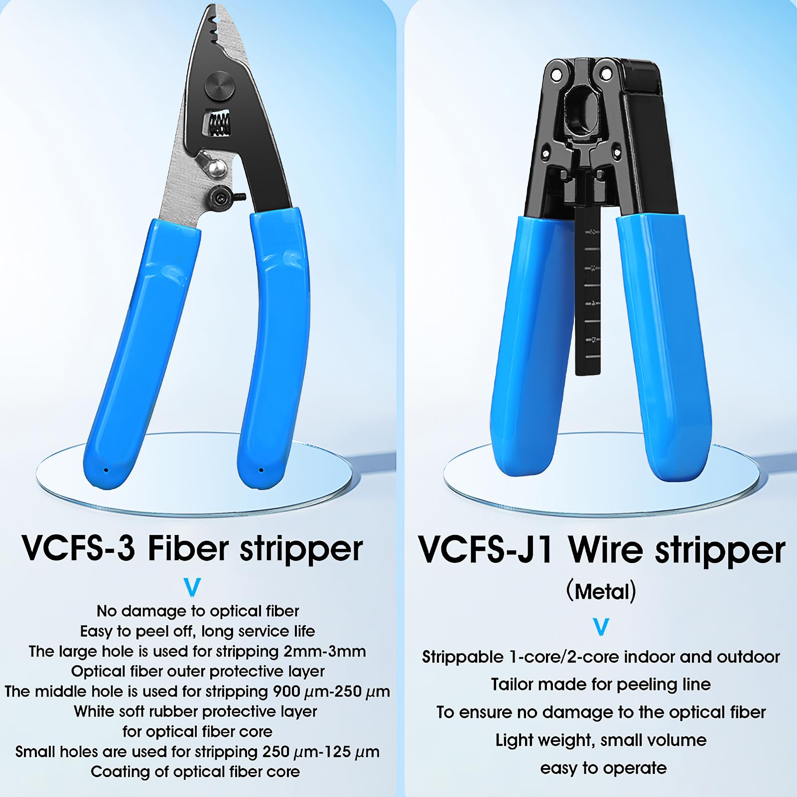 Kit d'outils de fibre optique 9 en 1 avec couperet à fibre FC-6S, compteur de puissance optique (-70 - +10 dBm) FTTH outils d'épissure pour l'entretien des câbles et l'installation du réseau