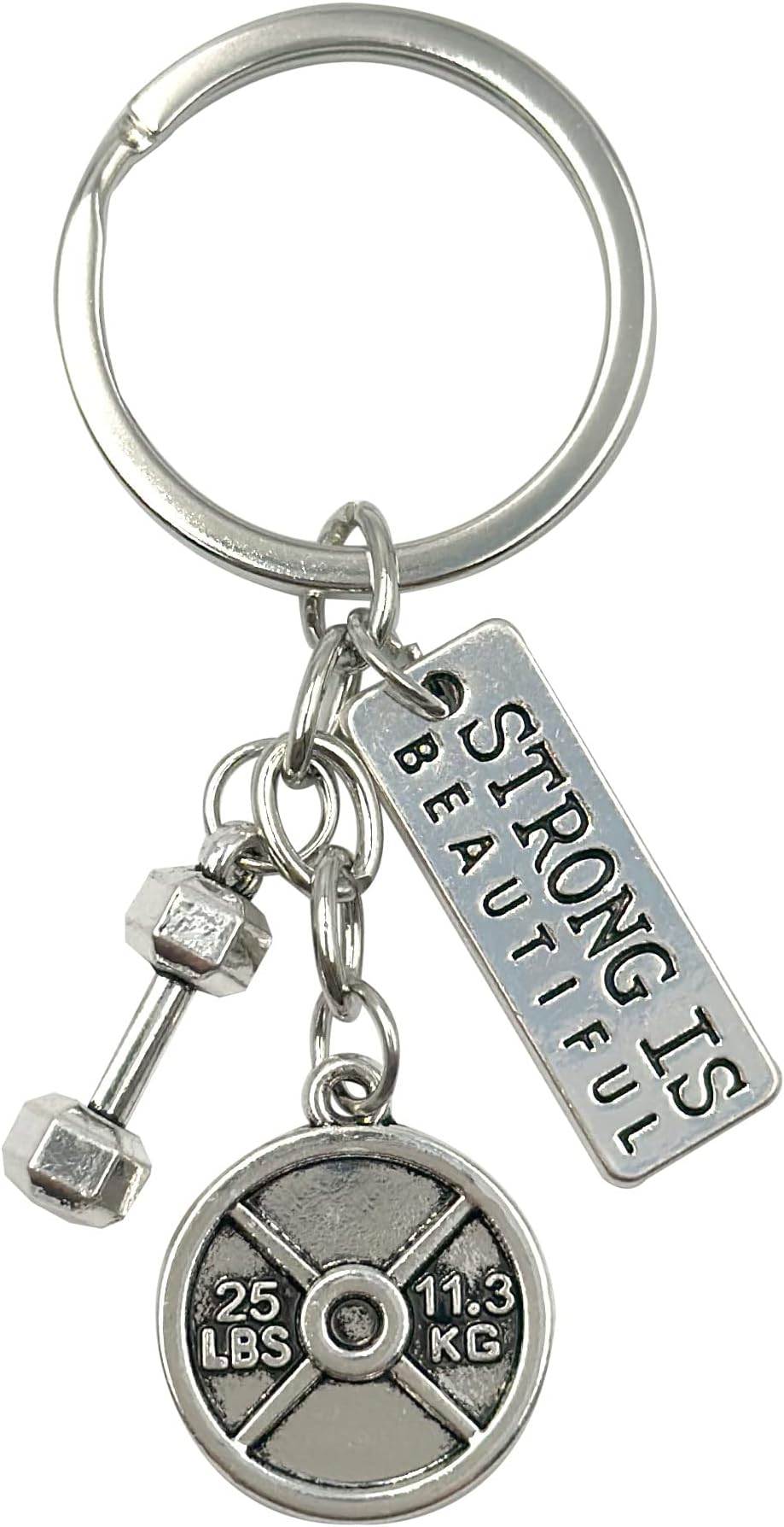Motivational Fitness Keychain with Strong is Beautiful Inspirational Quote | Great for Fitness Lovers and Gifts