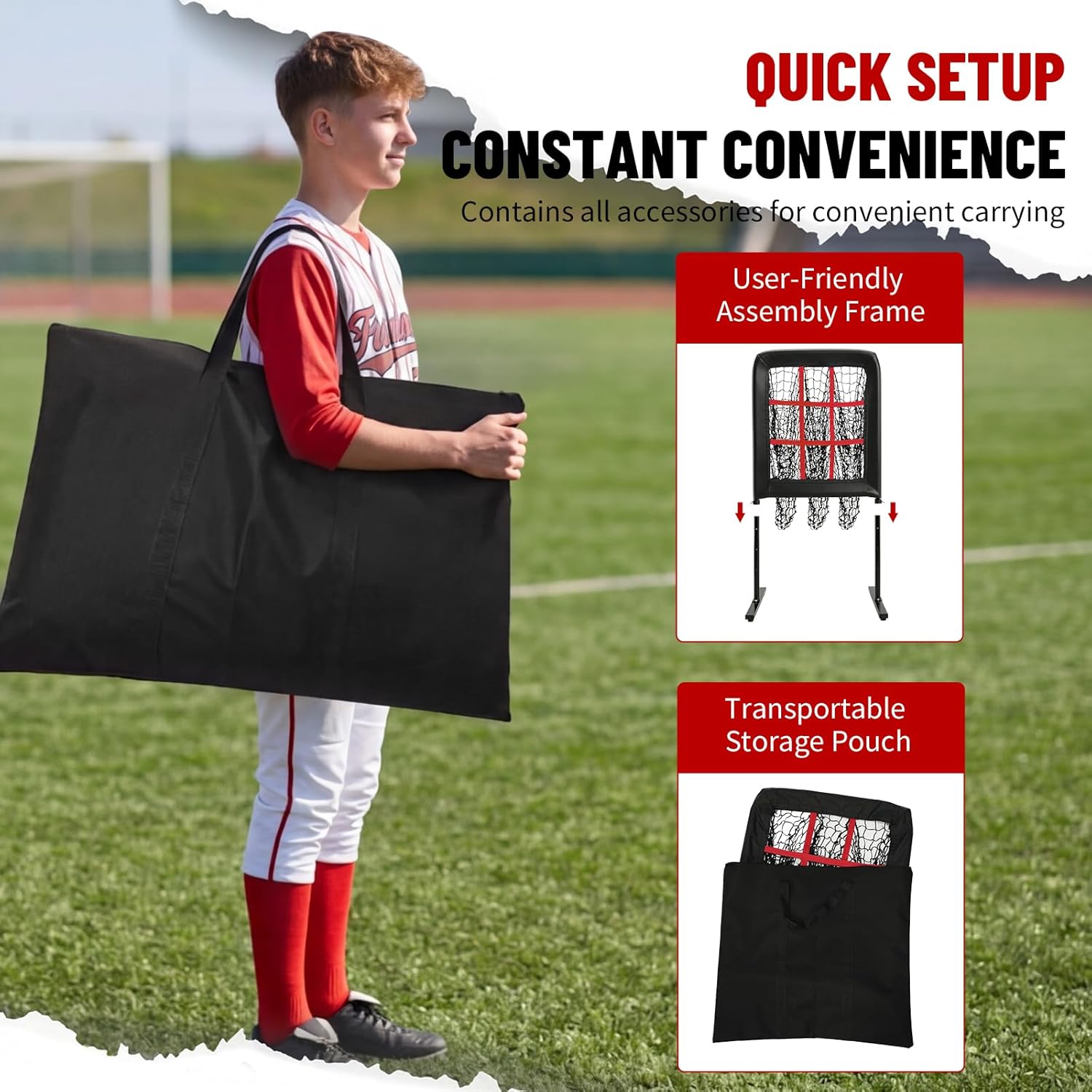 Ktaxon 9 Hole Baseball Pitching Net, Batting Training Equipment with Strike Zone, Indoor & Outdoor Portable, All Levels of Pitchers Coaches and Players, 4 Adjustable Height（35-47"