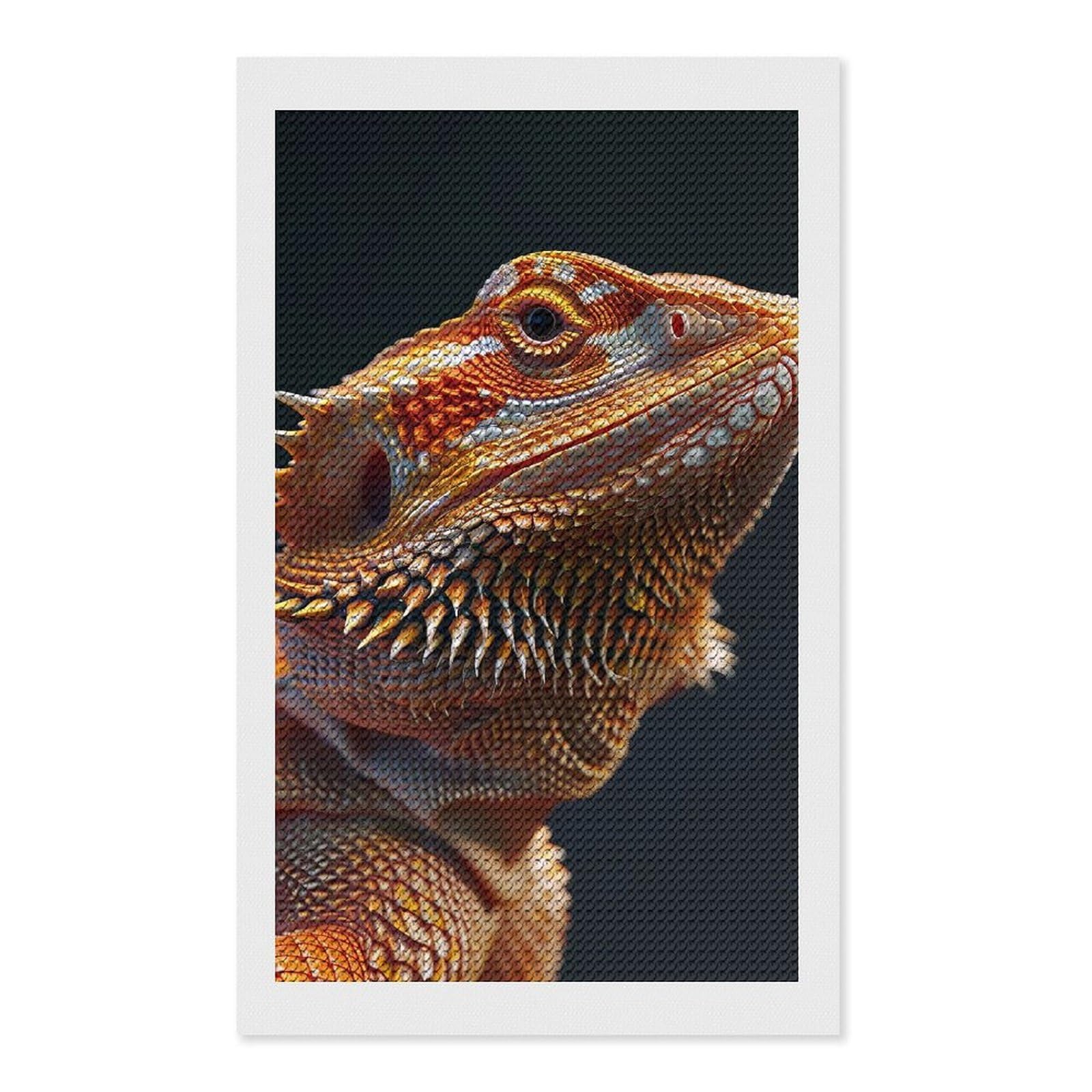 Junmoney Bearded Dragon Diamond Painting Set 12"x20", Holiday Gift Idea, for Creative Relaxation, Fun Craft Experience, Vintage Style Decor