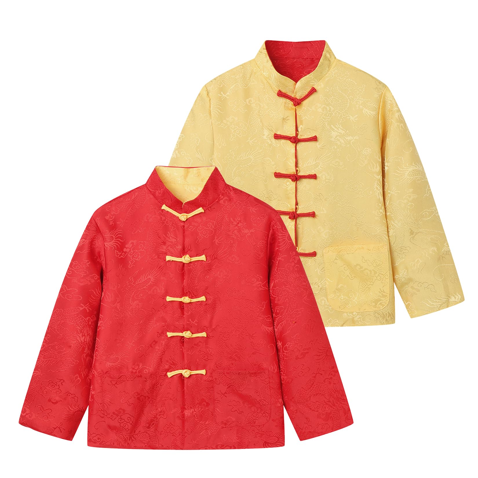 LittleSpring Boys Girls Reversible Tang Jacket Long Sleeve Chinese New Year Traditional Clothes