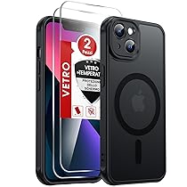 LeYi Cover Magnetica per iPhone 13 con 2 Pezzi Vetro Temperato, Custodia per iPhone 13 Traslucida Opaca Anti-Impronte Resistente ai Graffi Paraurti in TPU Antiurto Protettiva Case, Nero