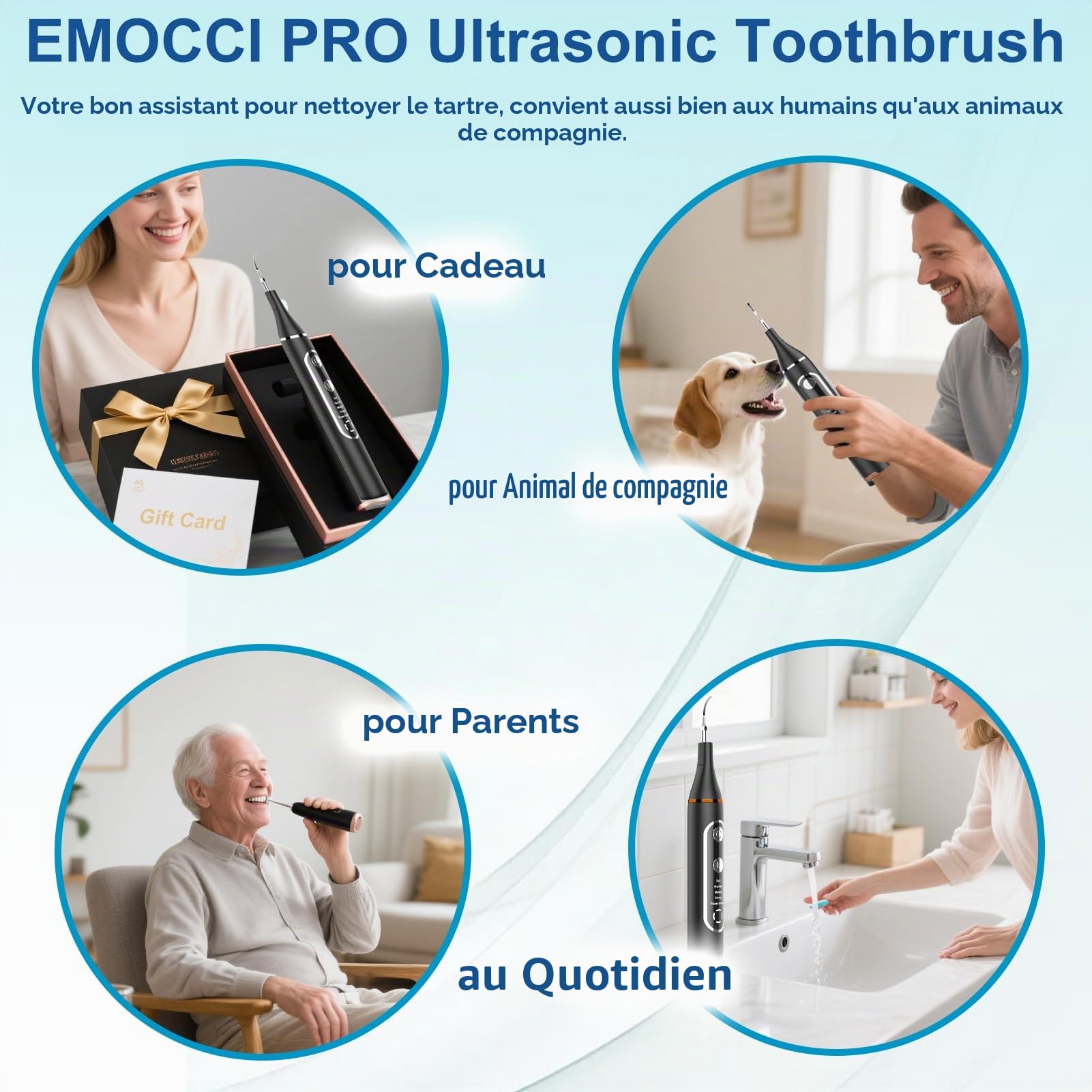 Detartreur Dentaire Ultrason pour Chien et Chat, pour Detartrage Dentaire | Anti Tartre Chien 5 Modes, Detartreur Dentaire pour Nettoyage les Résidus Alimentaires et Adoucit les Dentaire Taches