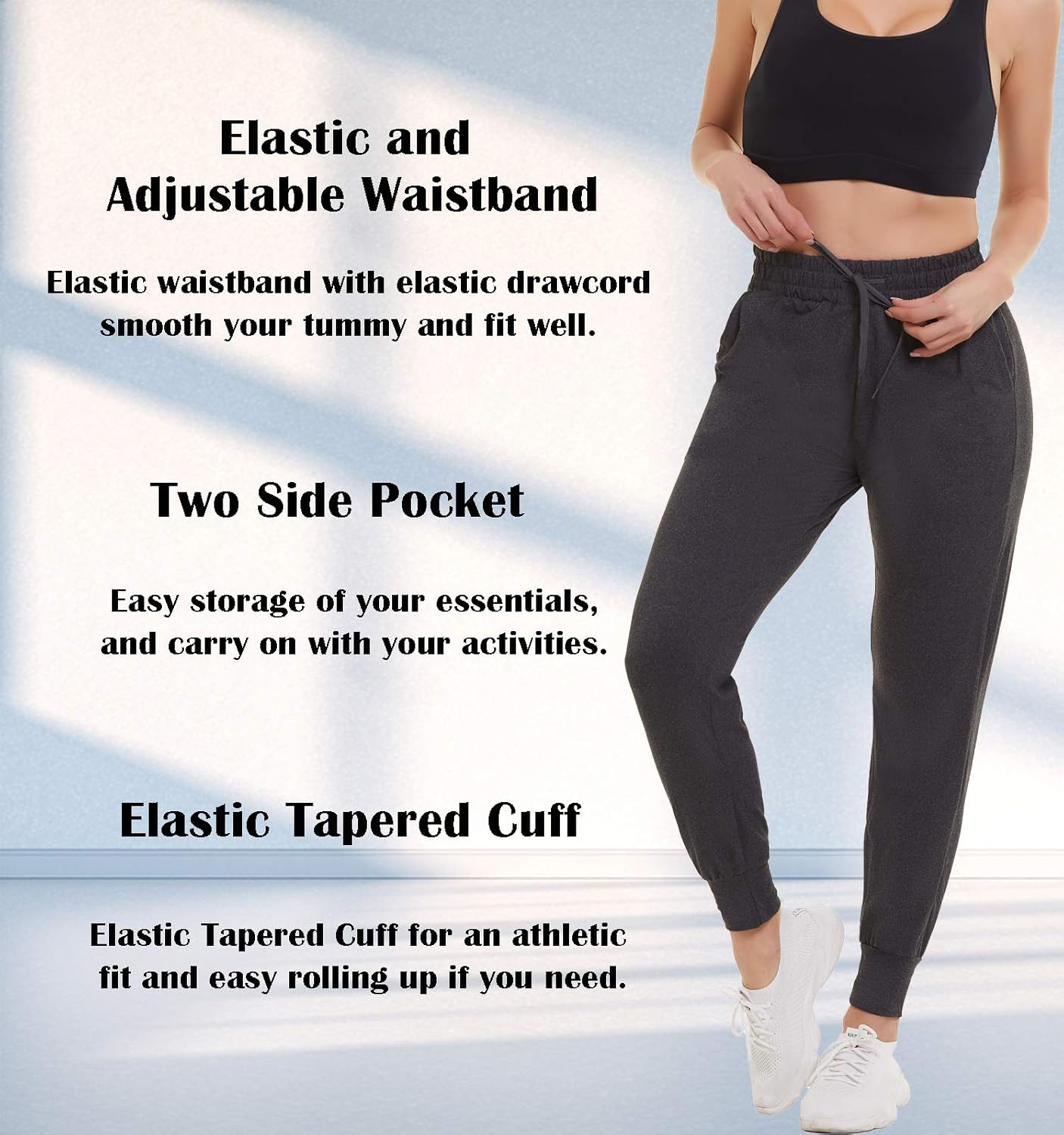 3 Pack Sweatpants for Women-Womens Joggers with Pockets Athletic Leggings for Workout Yoga Running - Image 4