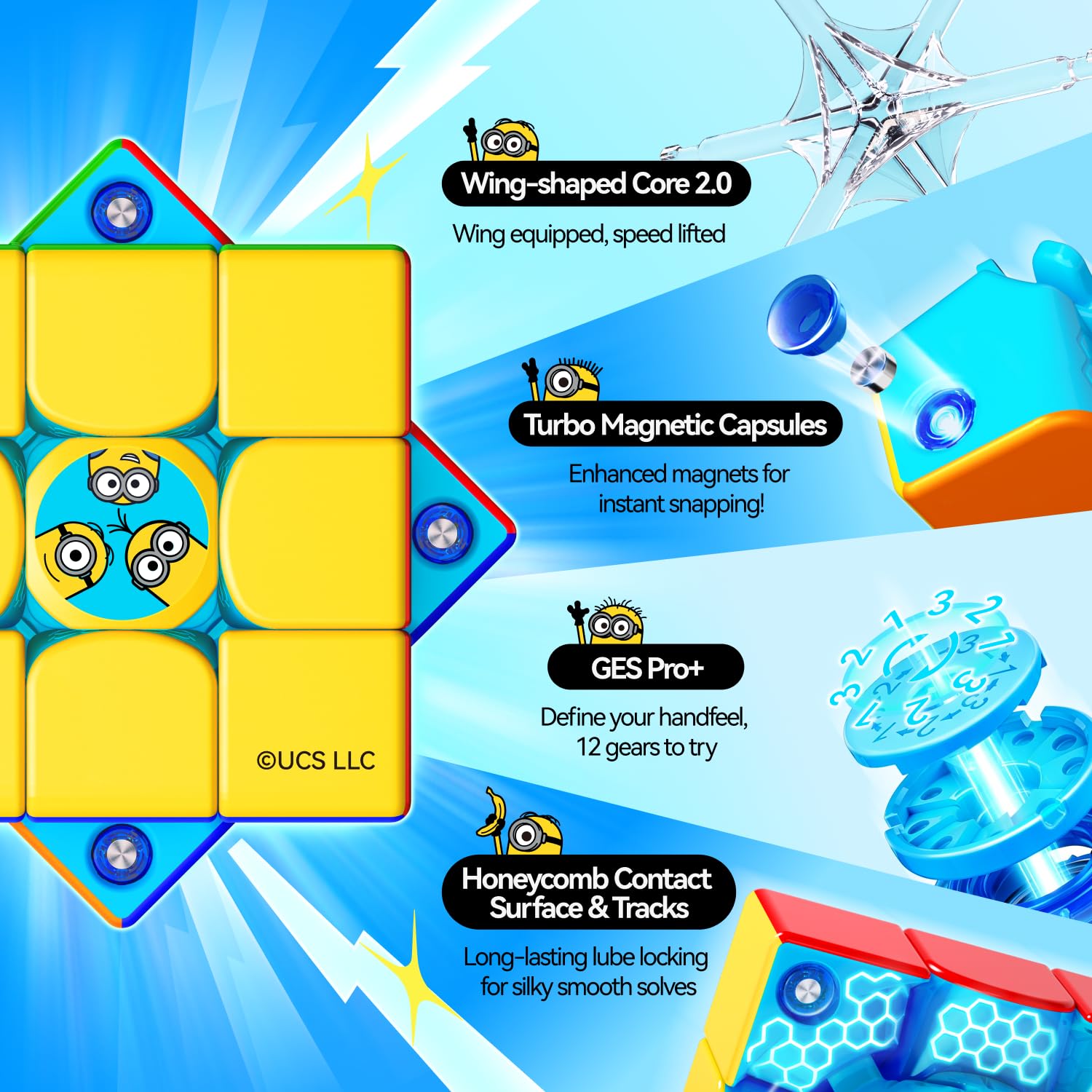 GAN Pyraminx & 356ME Edición Minions Magnético Cubo de Velocidad 3x3