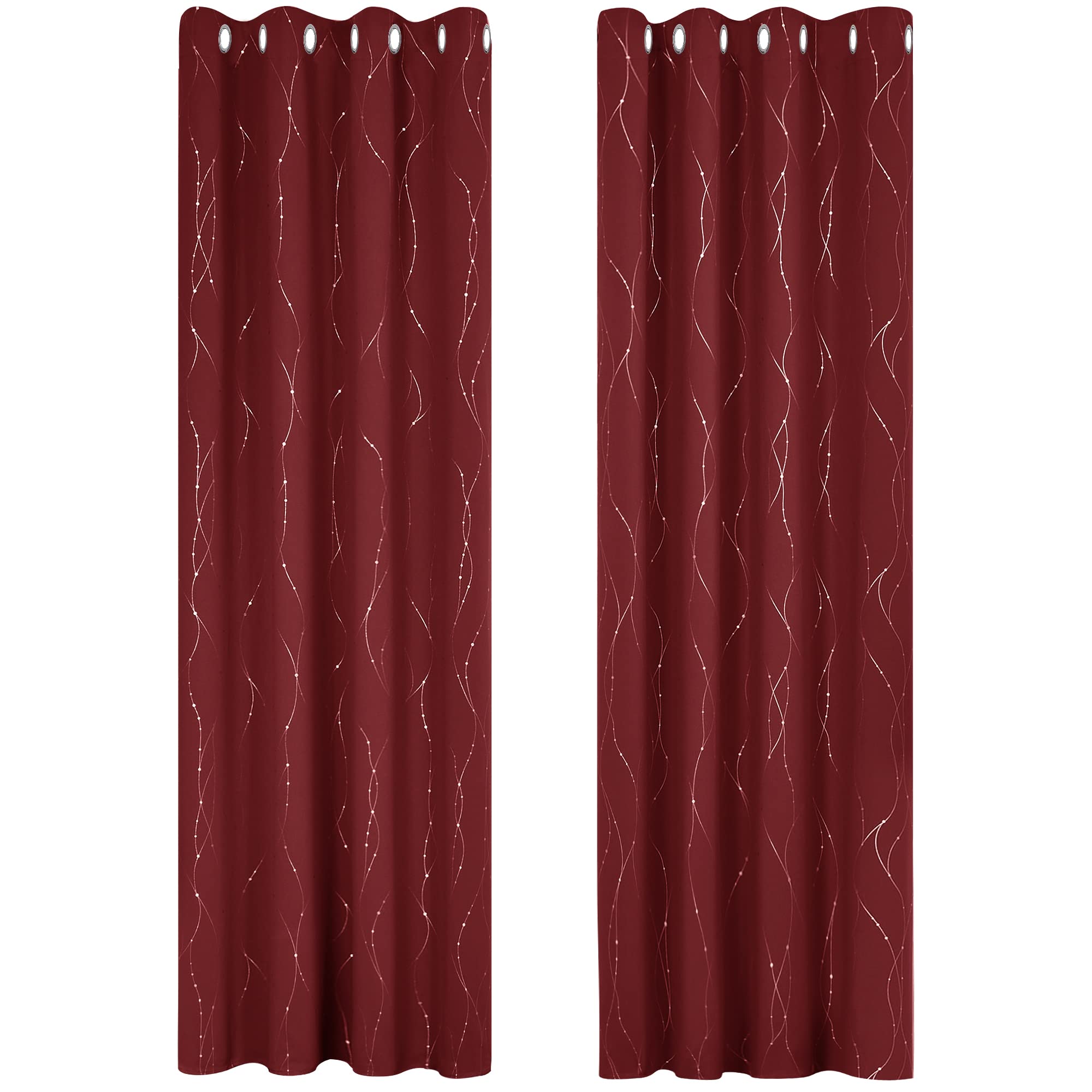 Deconovo Decorative Silver Dotted Line Foil Printed Blackout Curtains Thermal Insulated Curtains Eyelet Curtains for Baby Nursery 52 x 54 Inch Light Grey 2 Panels — view 80