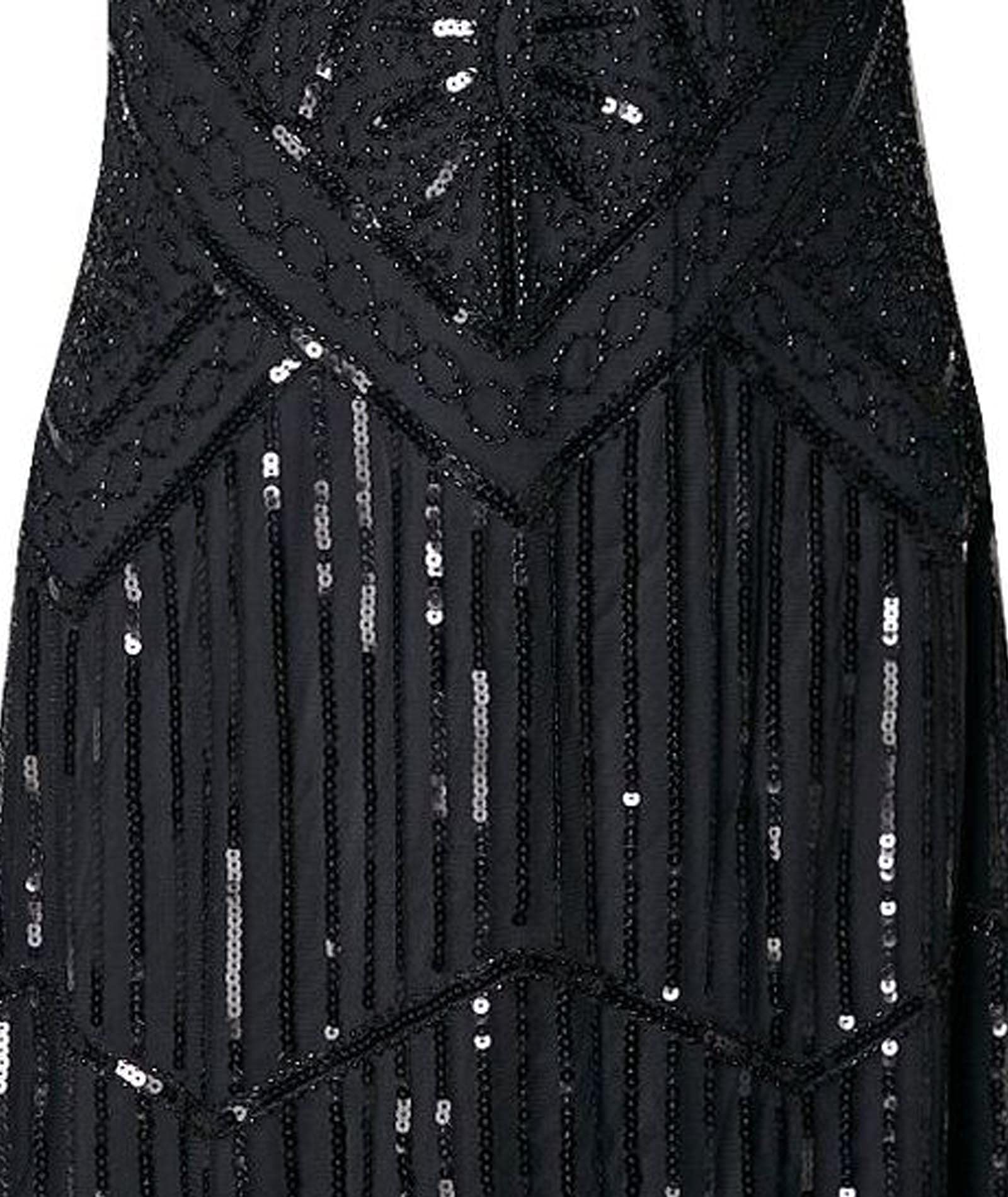 HAHAEMMA - Abito vintage anni ’20 da donna, abito da flapper stile Charleston o Grande Gatsby, con paillettes e nappe, orlo, abito da sera e fa cocktail, adatto per feste a tema