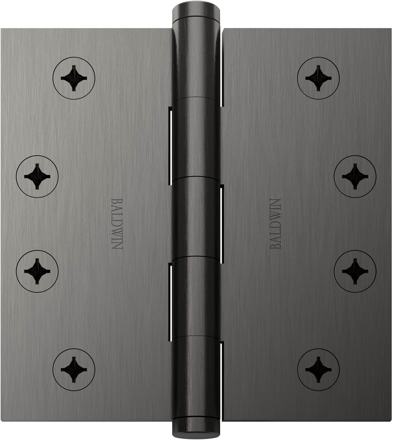 Baldwin 1040.I 4" Wide Plain Bearing Square Corner Mortise Door Hinge from The Estate Collection - Single Hinge - Lifetime Graphite Nickel