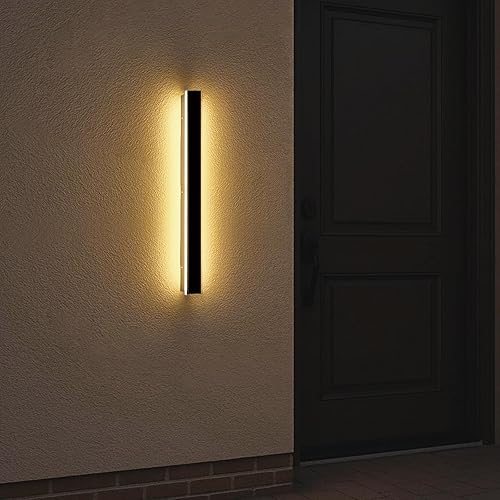Miniatura 17 de Luz de Pared Exterior, Apliques de Pared Exteriores Modernos de 39 Pulgadas, Luces de Pared Largas Negras Impermeables con Iluminación Cálida, Luz