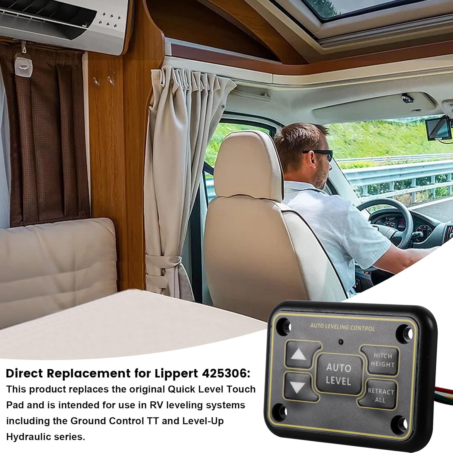 Auto Level Control Panel 425306 Compatible with Lippert Level-Up & Ground Control RV Hydraulic Leveling Touch Pad