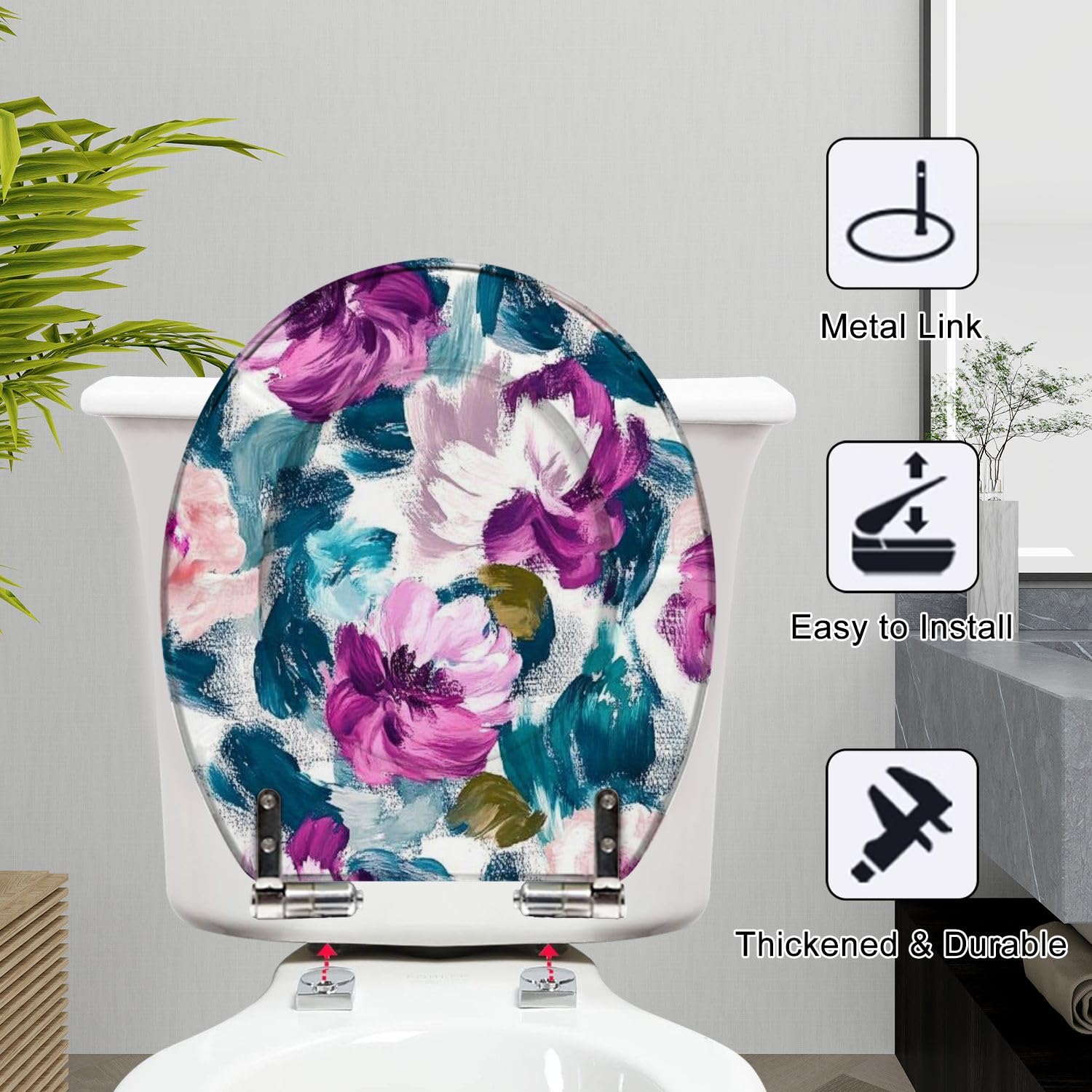 Asiento de inodoro con cierre suave para baño
