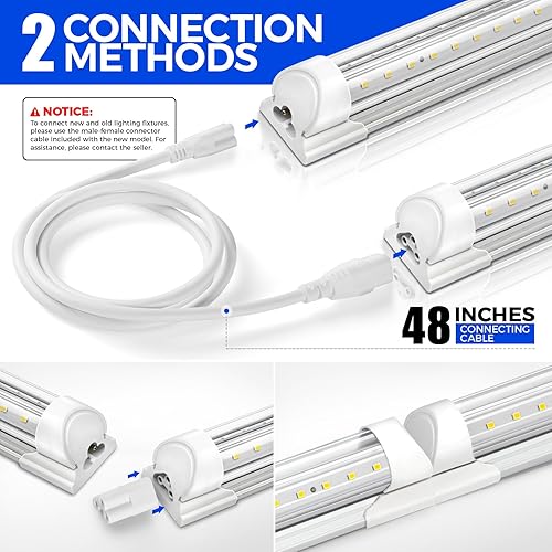 Miniatura 6 de Barrina T8 - Luz LED para tienda de 4 pies, 40 W, 5500 lúmenes, 5000 K, cubierta transparente, luces de techo de garaje, lámpara LED en forma de V,