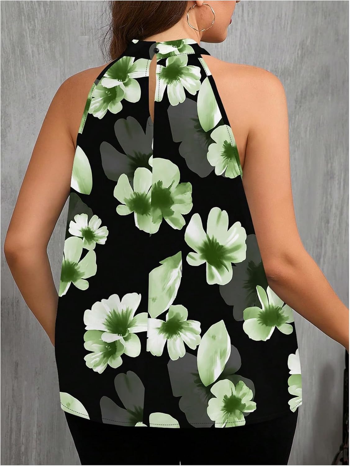 SOLY HUX Women's Plus Size Floral Halter Tank Top Sleeveless Flowy Summer Going Out Shirts - Image 3