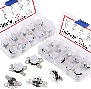 Hilitchi KSD301 20Pcs NO and NC Thermostat Temperature Thermal Control Switch Auto Reset 40C to 135C Thermal Control Switch Assortment Kit with Bimetal Disc. for Household Electric Appliances