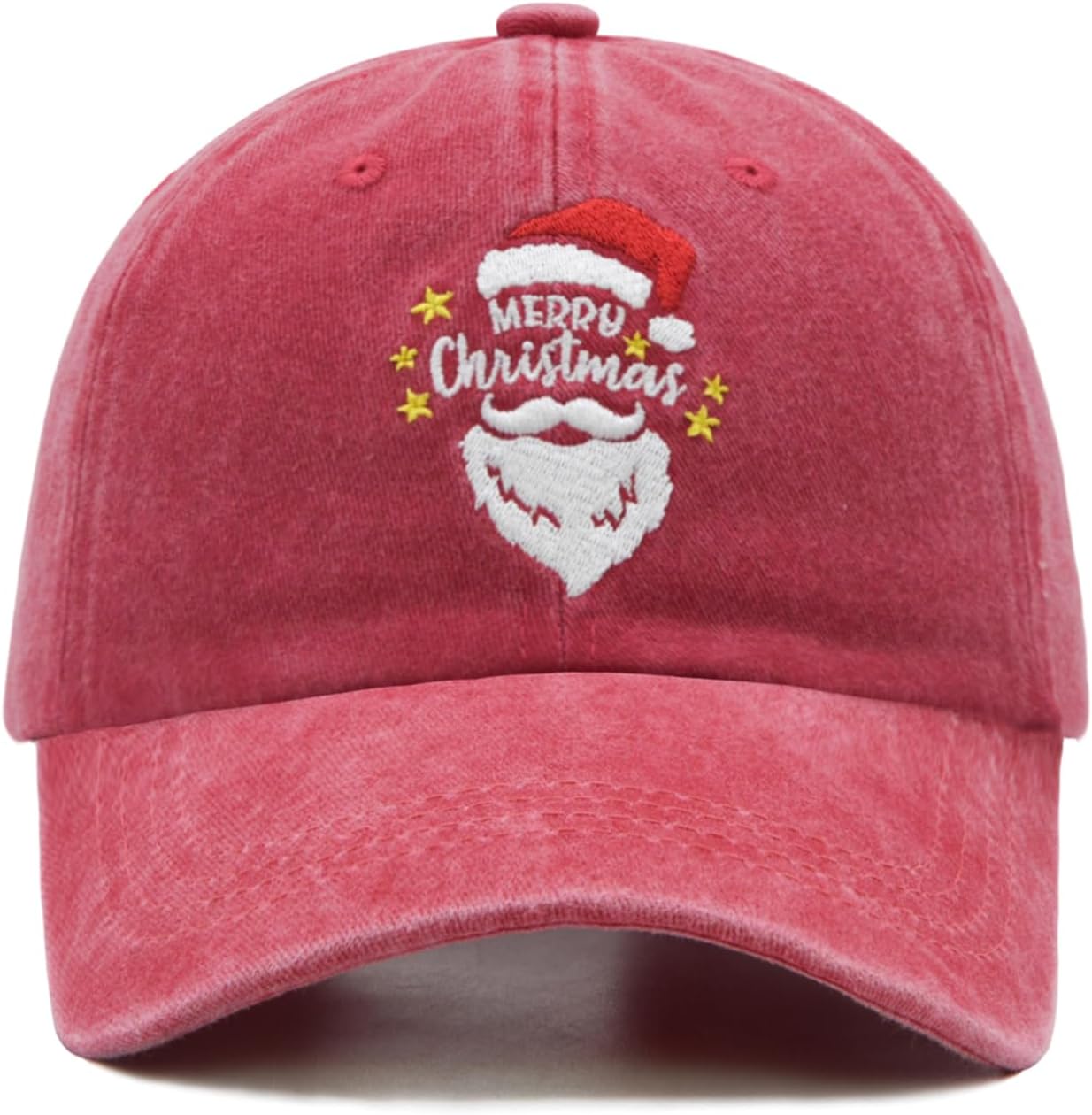 Merry Christmas Baseball Cap with Gift Box, Santa Hats for Women Men, Adjustable Embroidered Red Xmas Hat