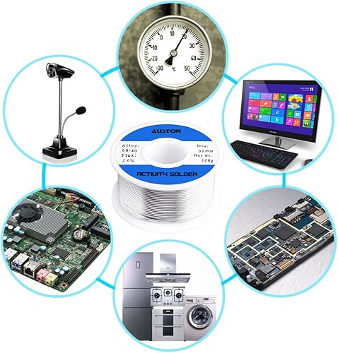 Miniatura 7 de AUSTOR Alambre de soldadura de núcleo de colofonia de plomo de estaño 60-40 para soldadura eléctrica (3.53 oz, 0.031 in)