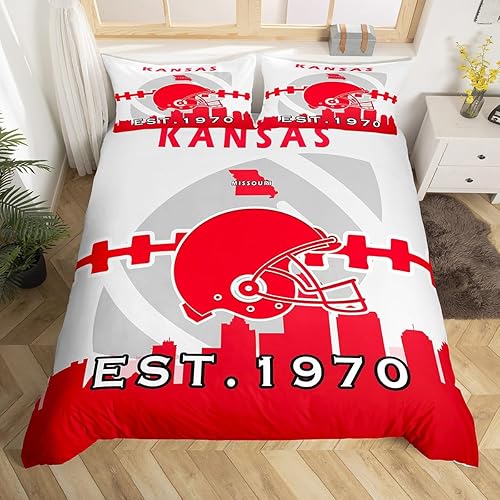 Erosebridal Funda de edredón tamaño Queen, juego de ropa de cama de fútbol americano para niños y niñas, funda de edredón de jugadores de fútbol,