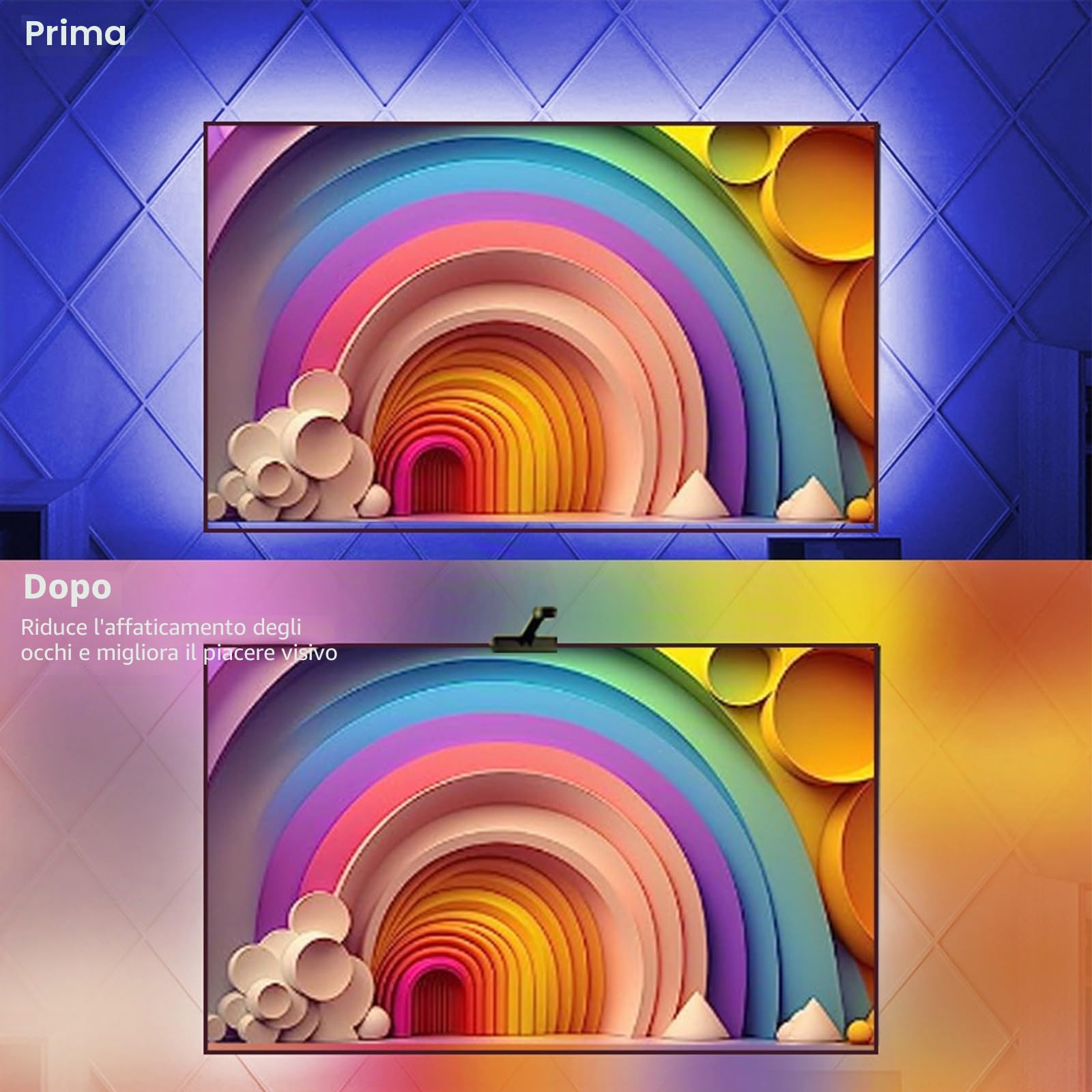 Luci A Led Per TV Con Telecamera Retroilluminazione TV Desiderabile Per 55-65in/65-75in Può Essere Utilizzato Con La TV Per Aggiungere Atmosfera Adatto Per L'uso Con TV Computer(5m (plug version))