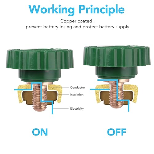 Miniatura 4 de LotFancy Interruptor de desconexión de batería de automóvil de poste lateral de 12 V-24 V para automóvil, camión, vehículo, RV, barco, marino,
