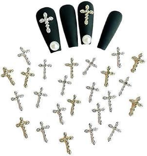 20pcs Retro Cross Nail Charm, Alloy Cross Charms Punk Gothic Nail Art Rhinestones Supplies for Acrylic Nail Decoration, Nail Accessories for Nail DIY Design for Women and Girls
